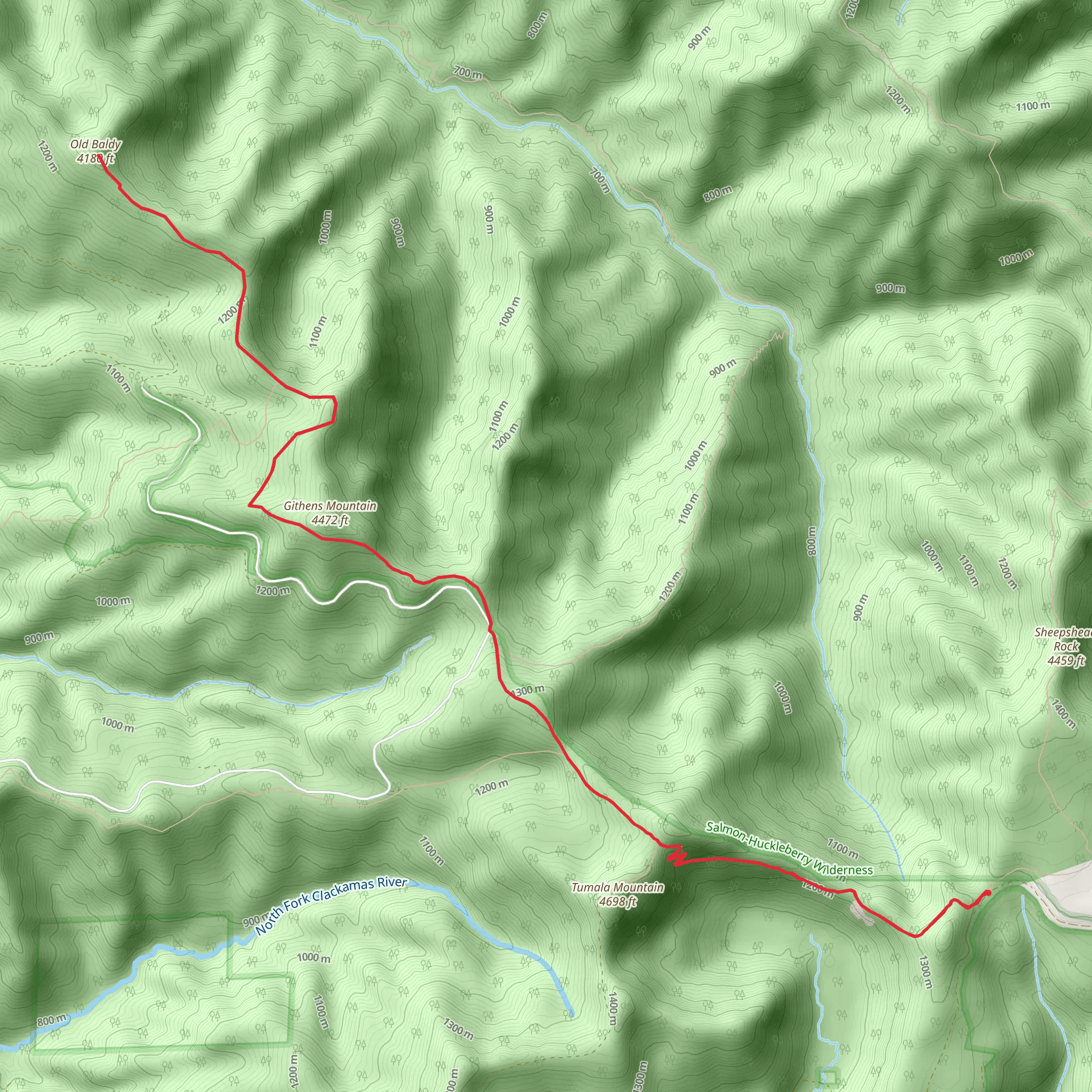 Githens Mountain and Old Baldy Trail mobile static map