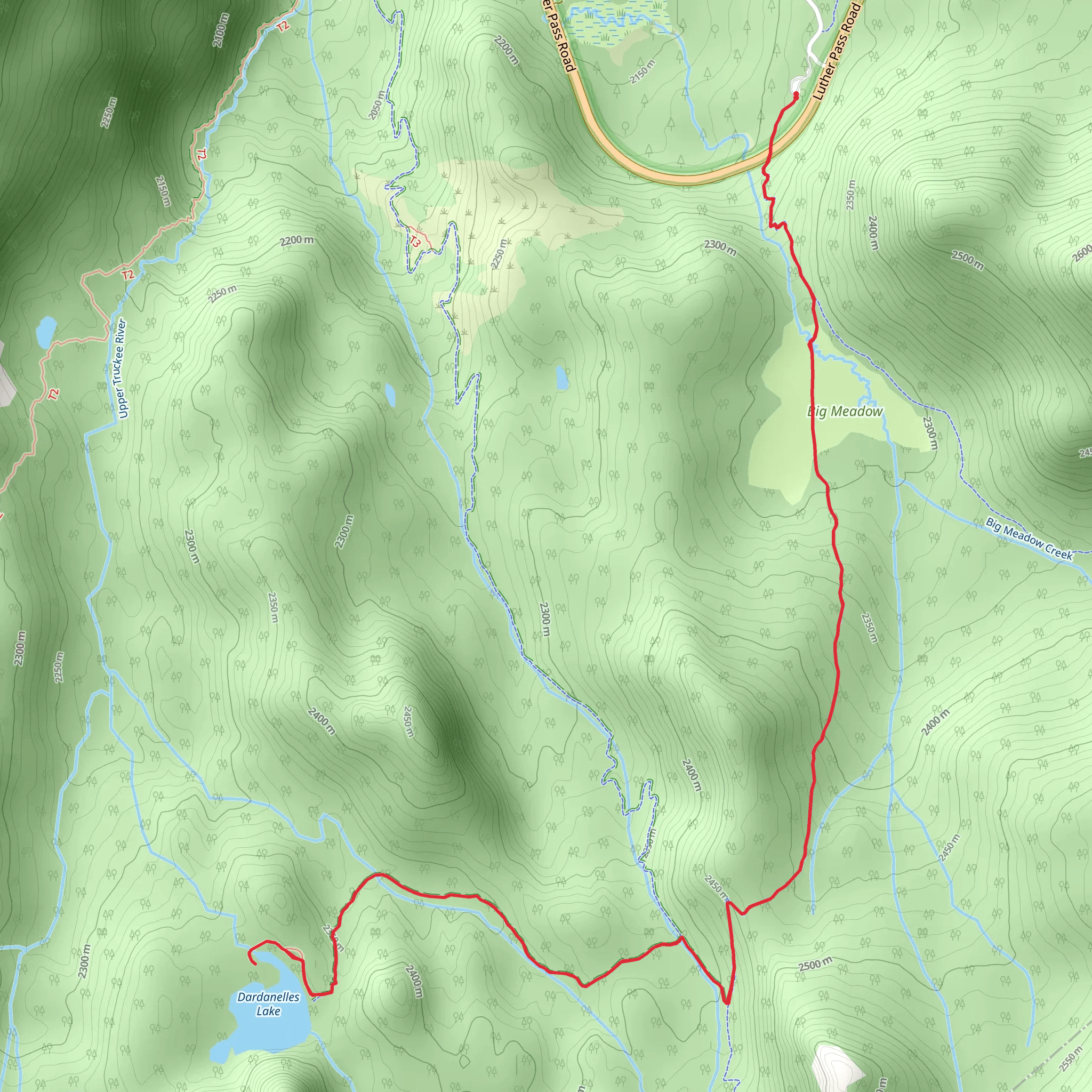 Dardanelles Lake via Tahoe Rim Trail mobile static map