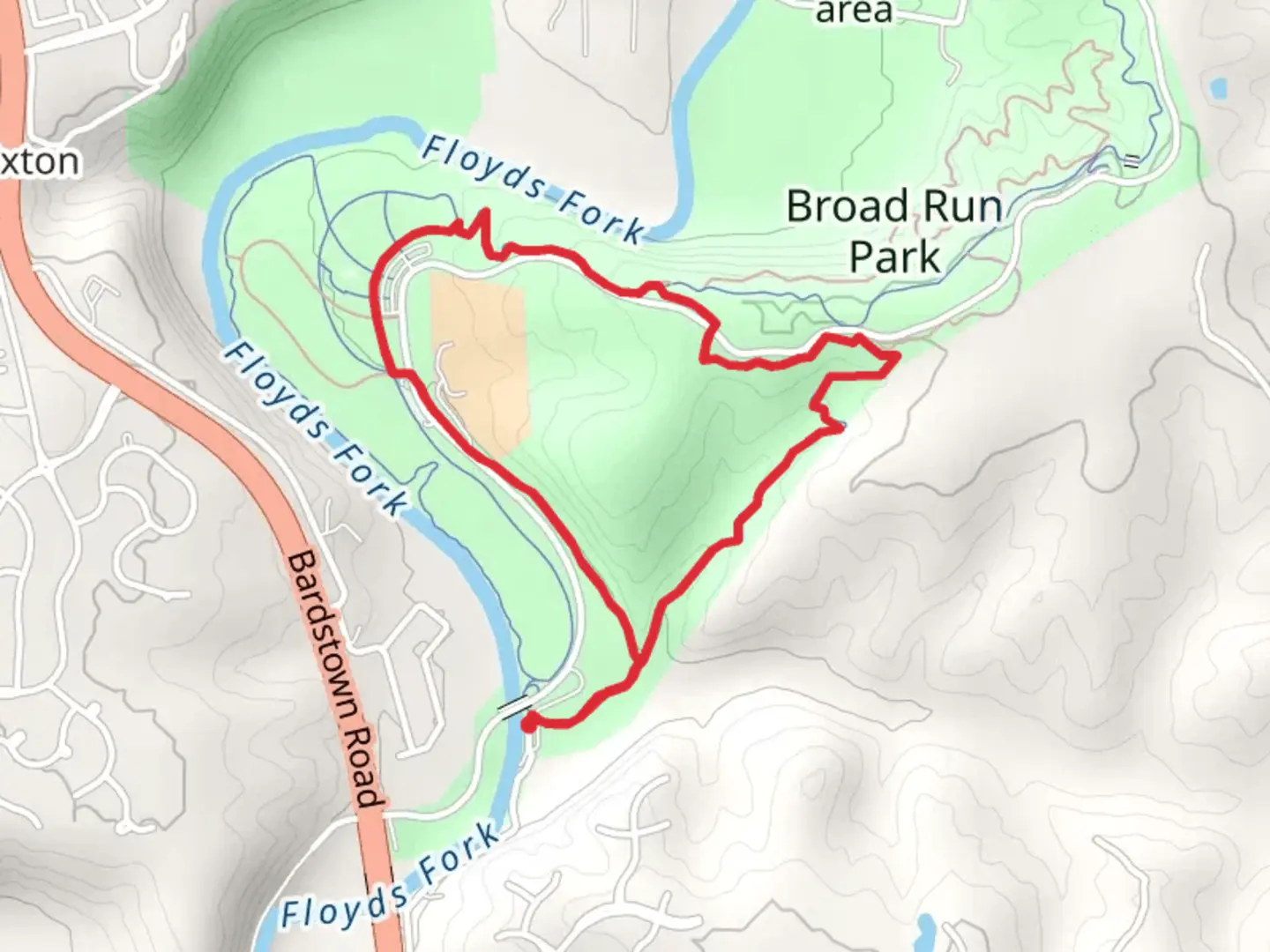 An image depicting the trail Karst Climb and Louisville Loop Trail and its surrounding area.