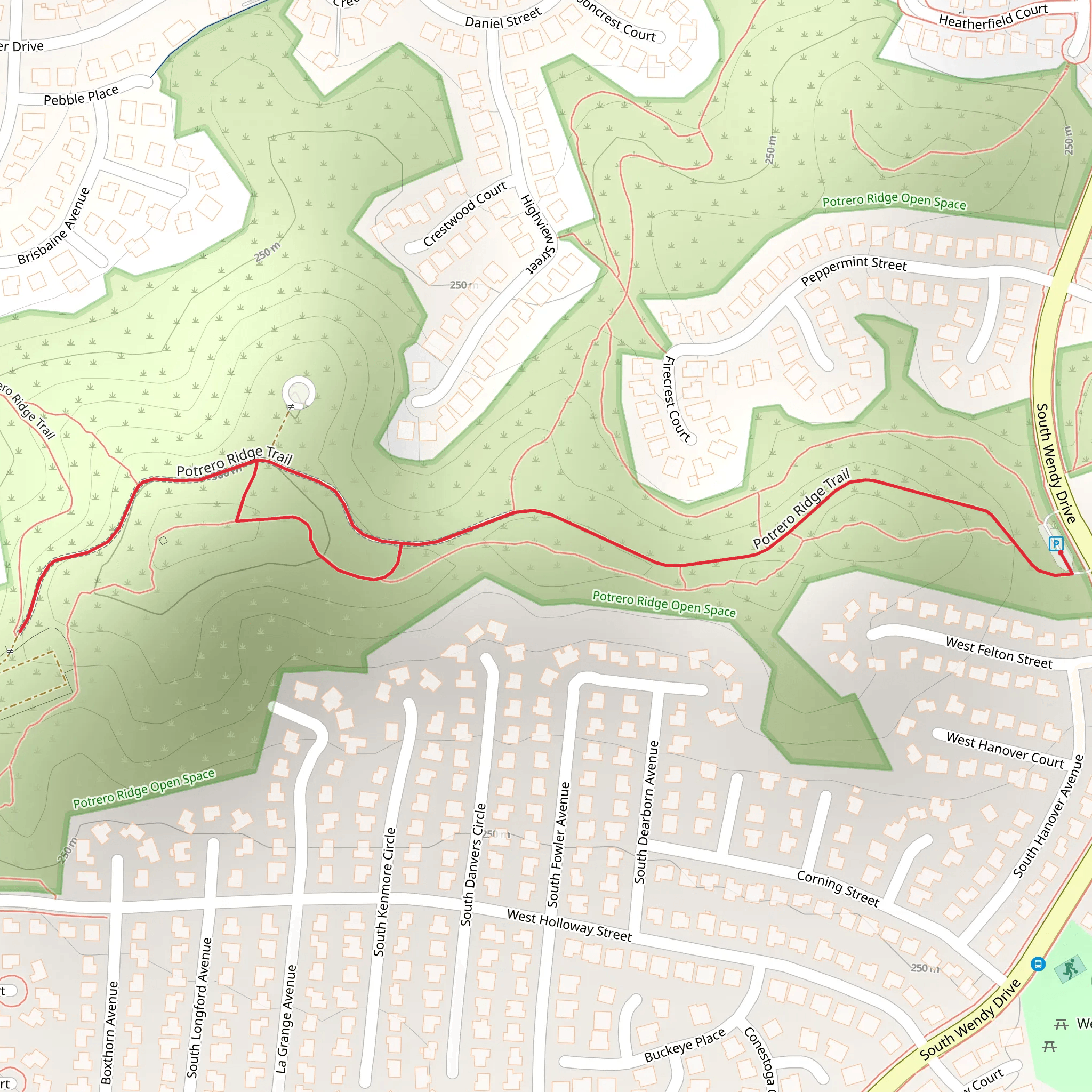 Potrero Ridge Trail mobile static map