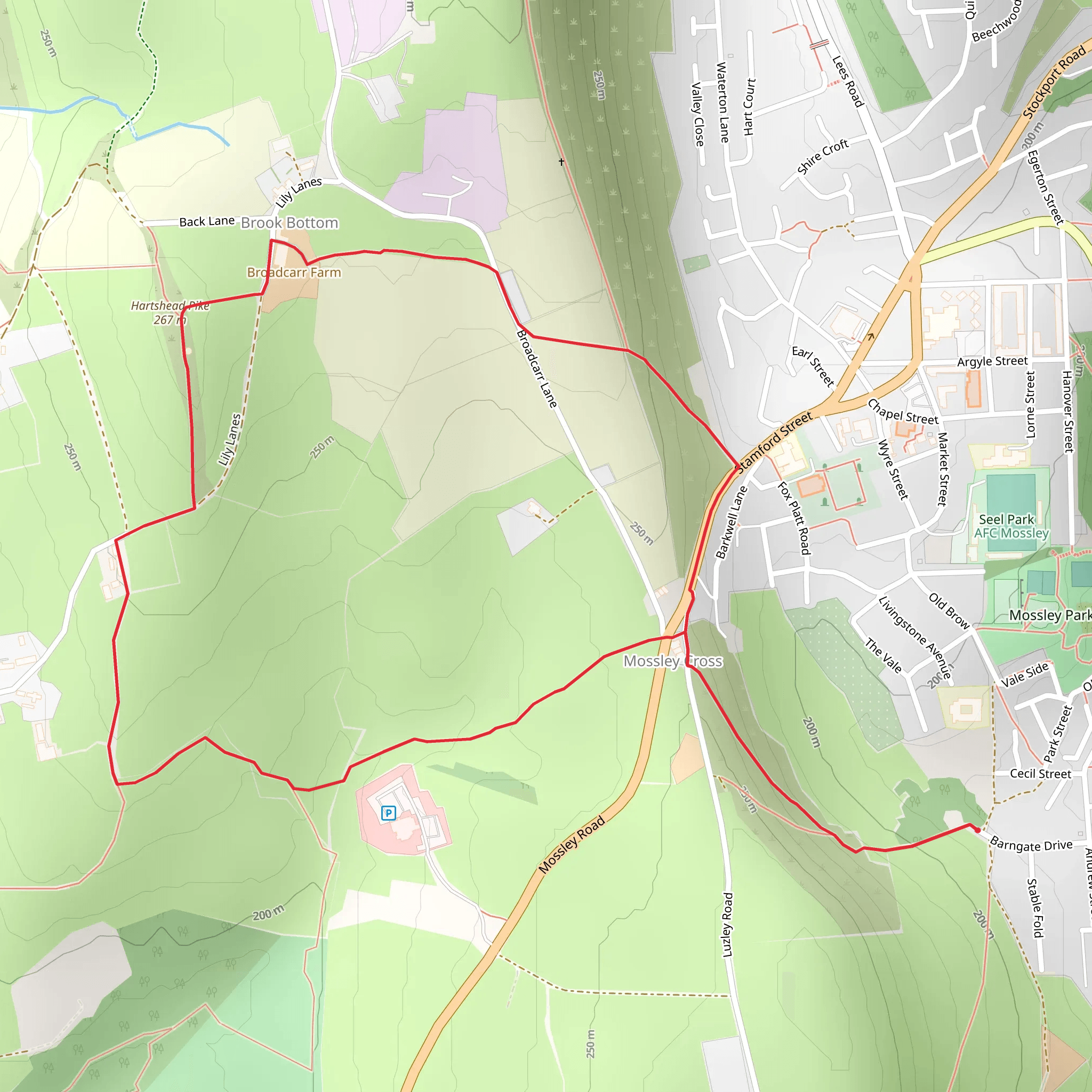 Hartshead Pike Loop mobile static map