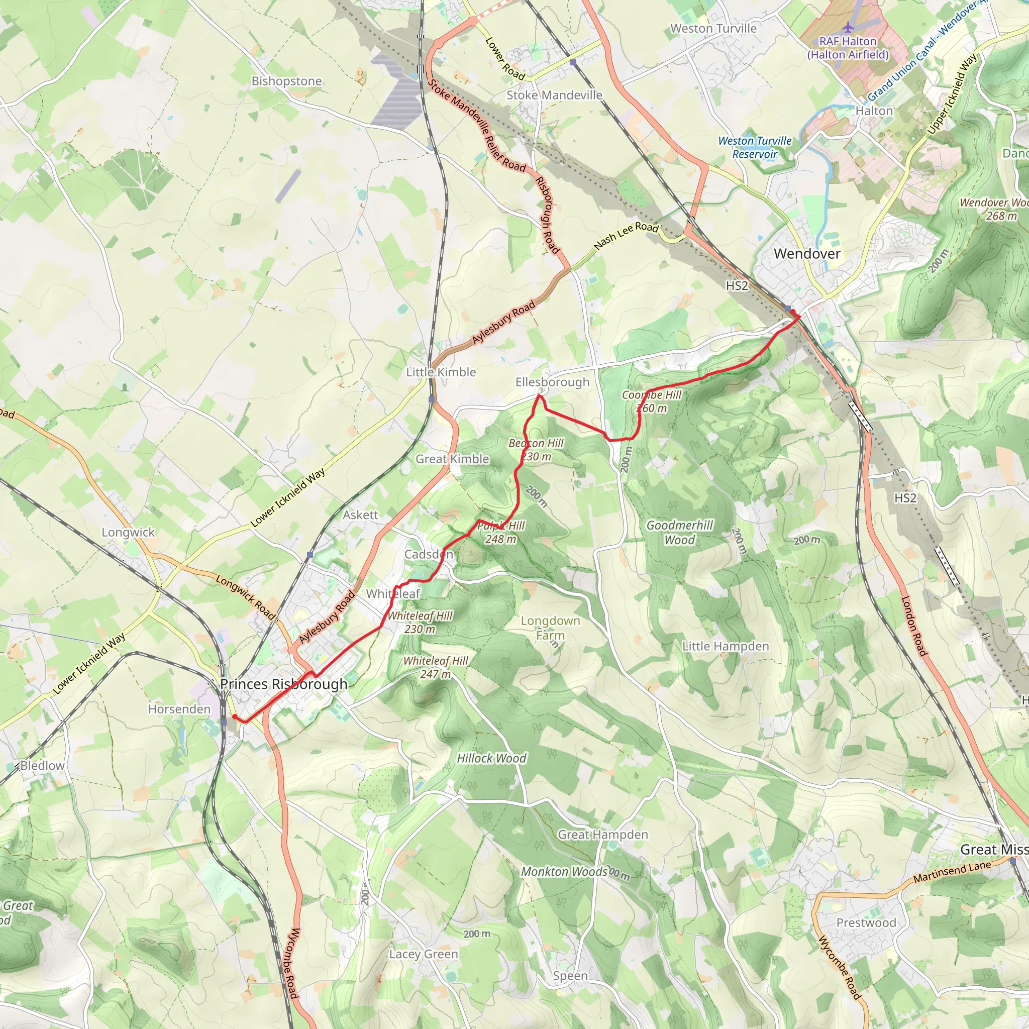 Wendover to Princes Risborough Walk mobile static map