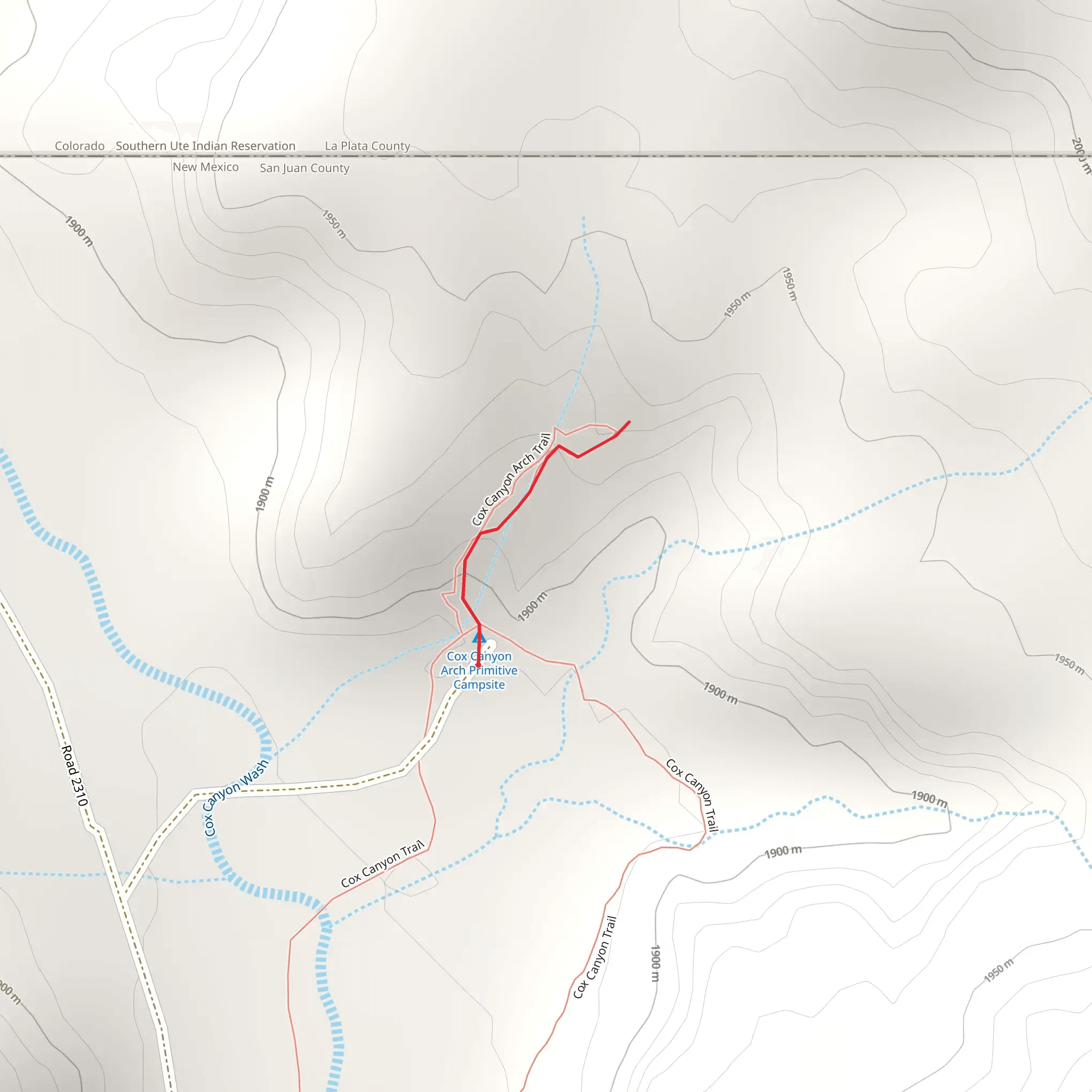 Cox Canyon Arch Trail mobile static map