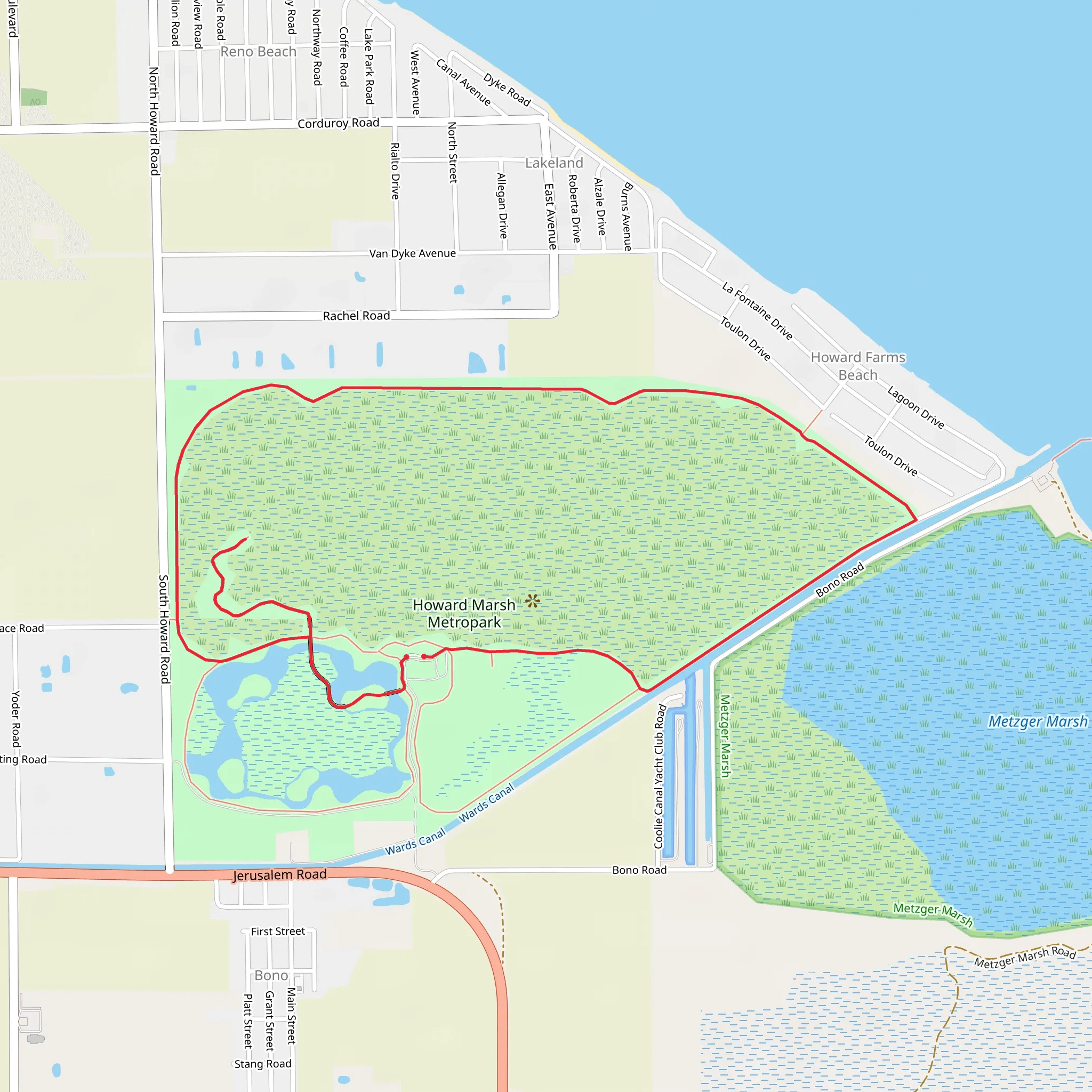 Howard Marsh Metropark Loop mobile static map