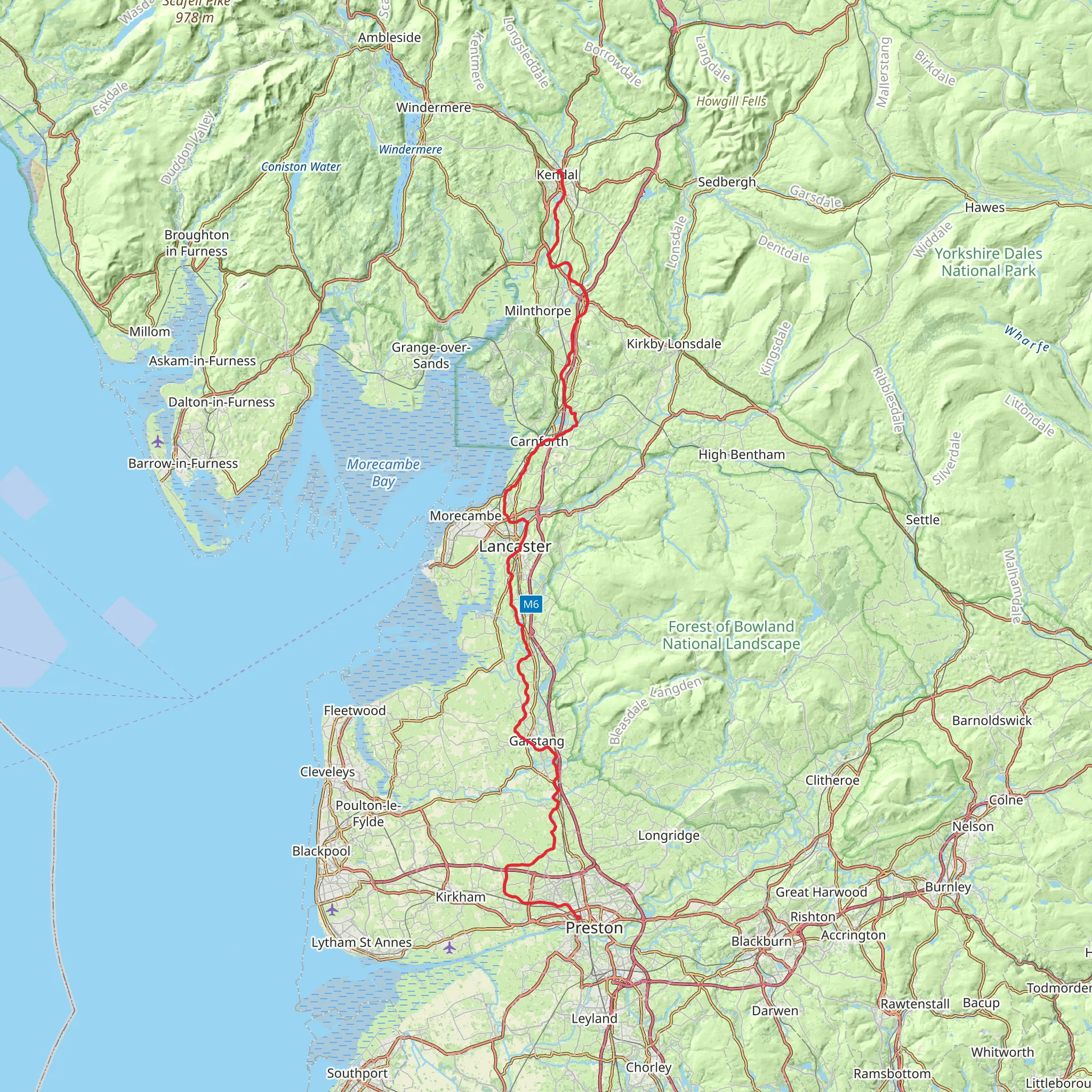 Lancaster Canal Walk in Lancashire mobile static map