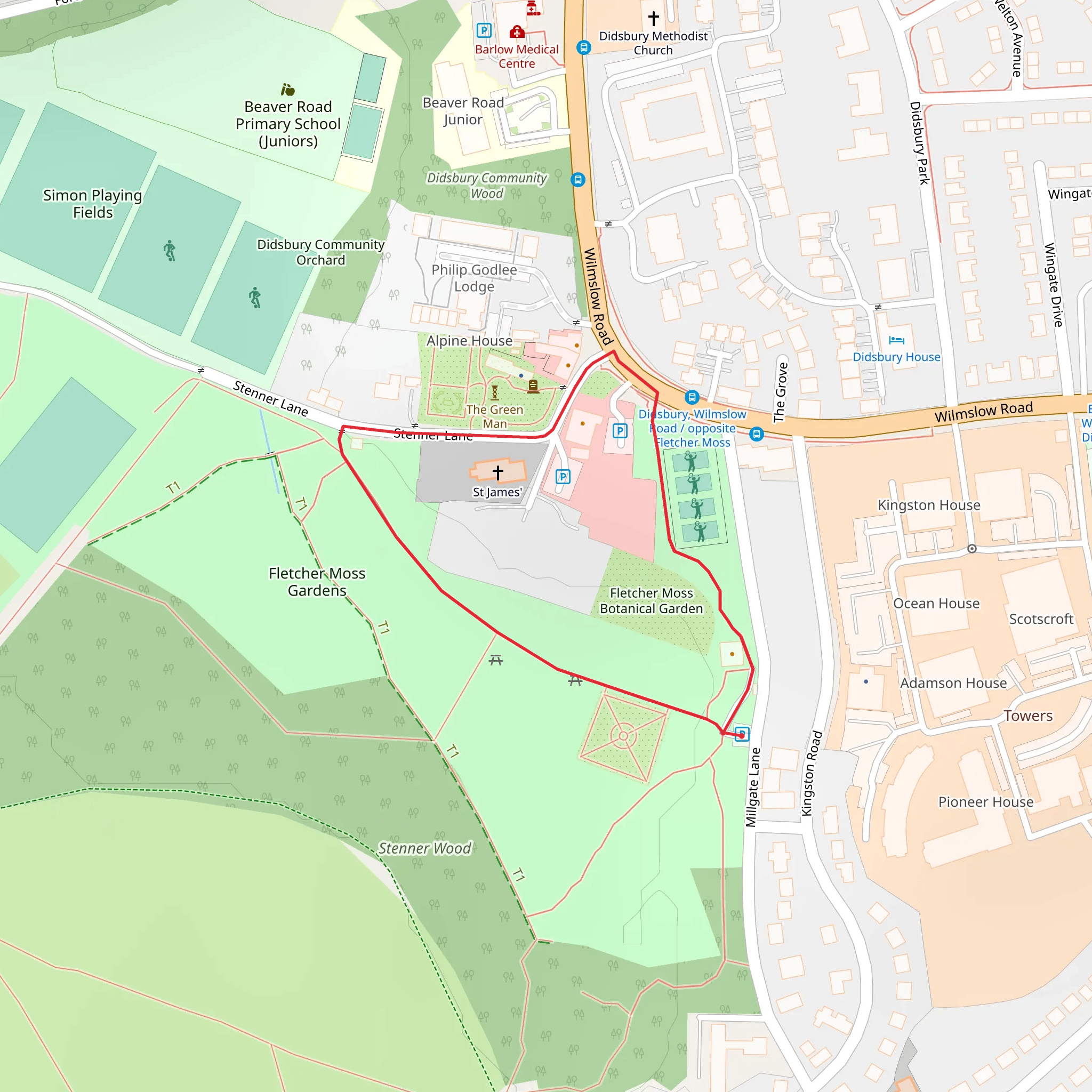 Fletcher Moss Park Loop mobile static map
