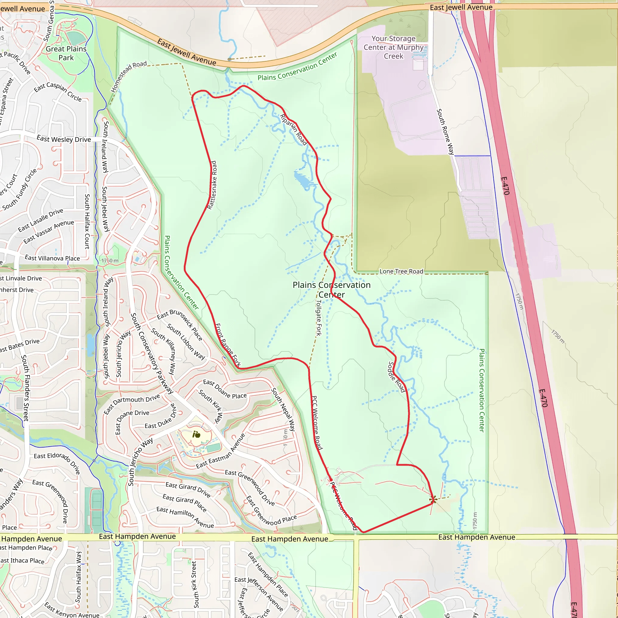 Plains Conservation Center Loop mobile static map
