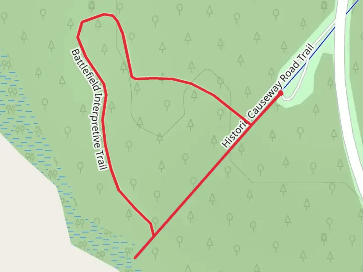An image depicting the trail Battlefield Interpretive Loop Trail and its surrounding area.