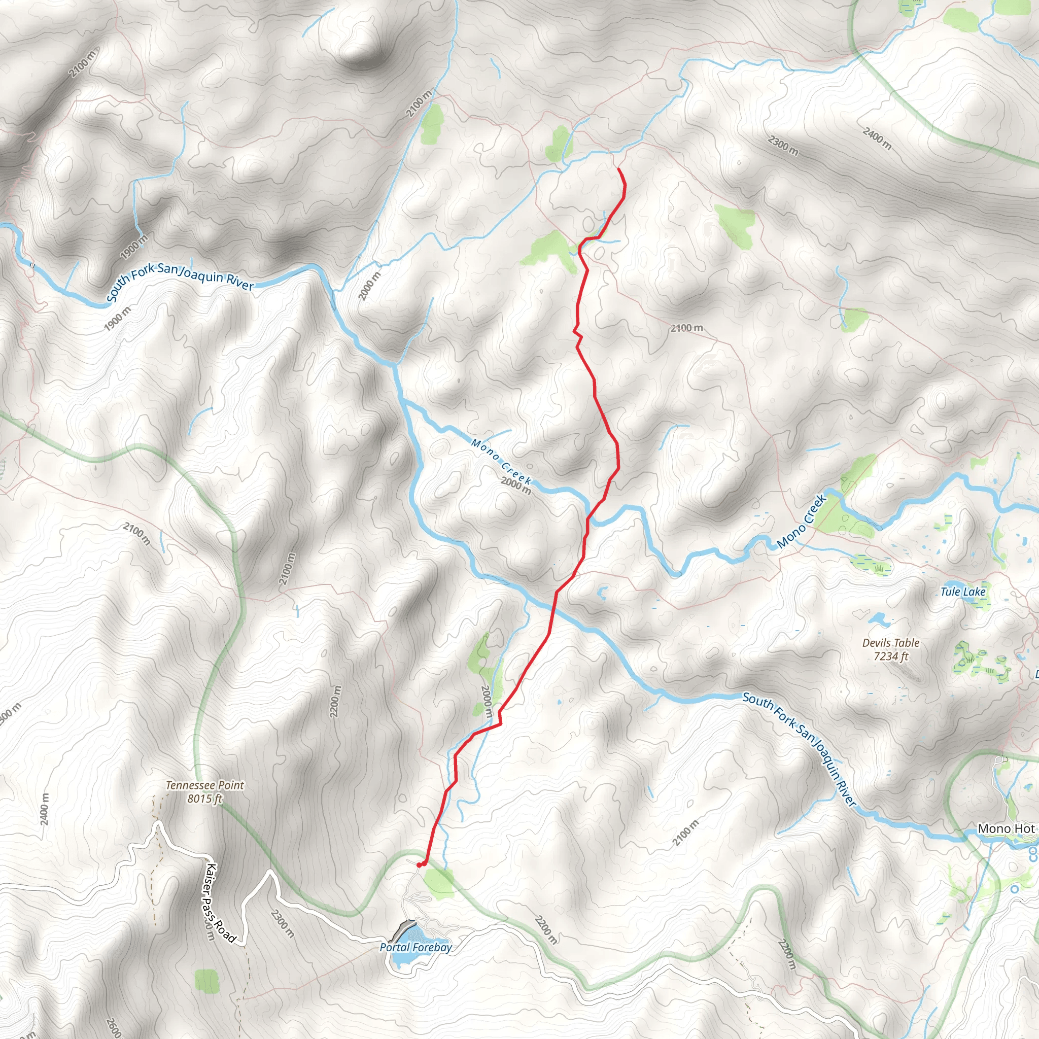 North Mono Crossing via Mono Crossing Trail mobile static map