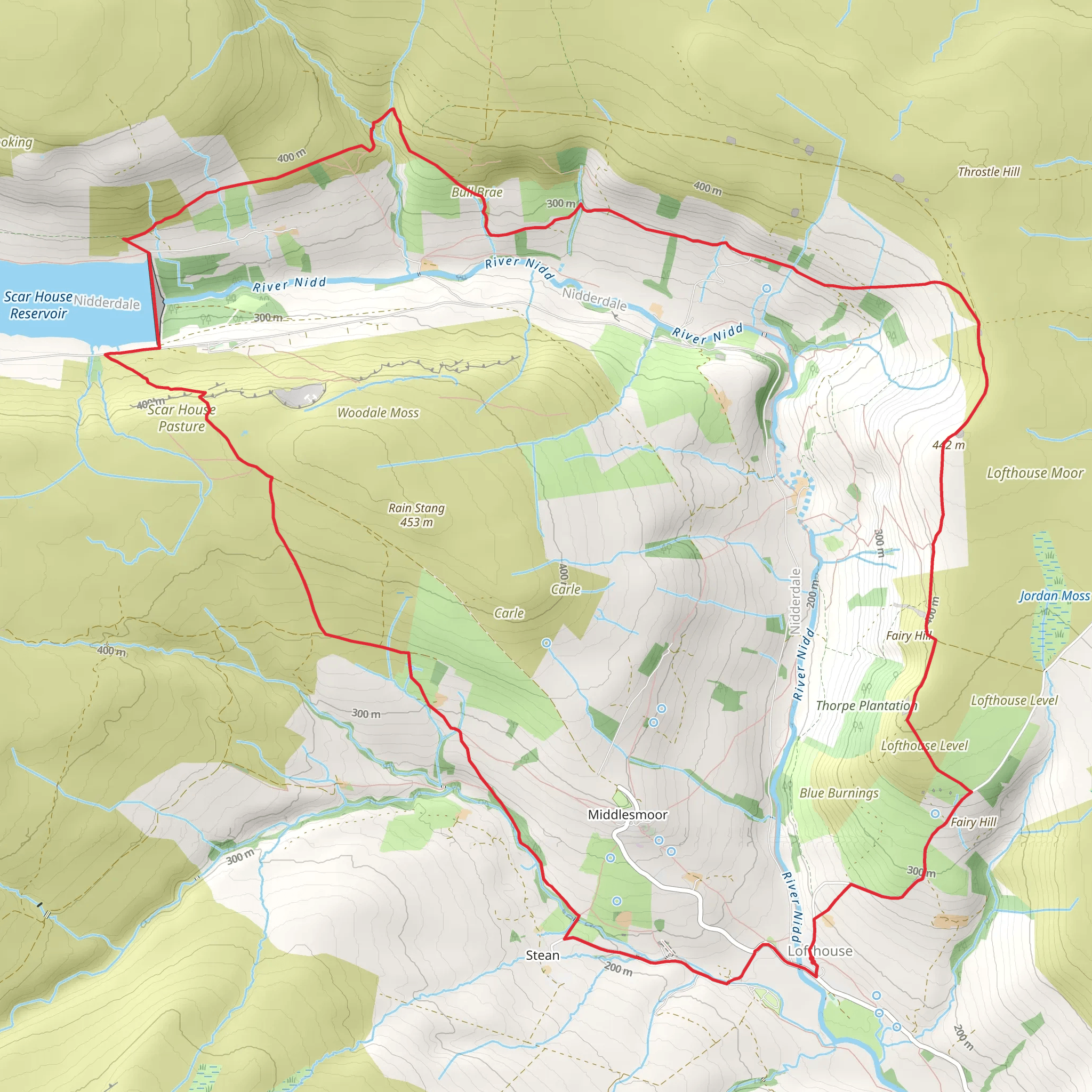 Lofthouse - Dale Edge - Scar House Reservoir and How Stean Beck mobile static map