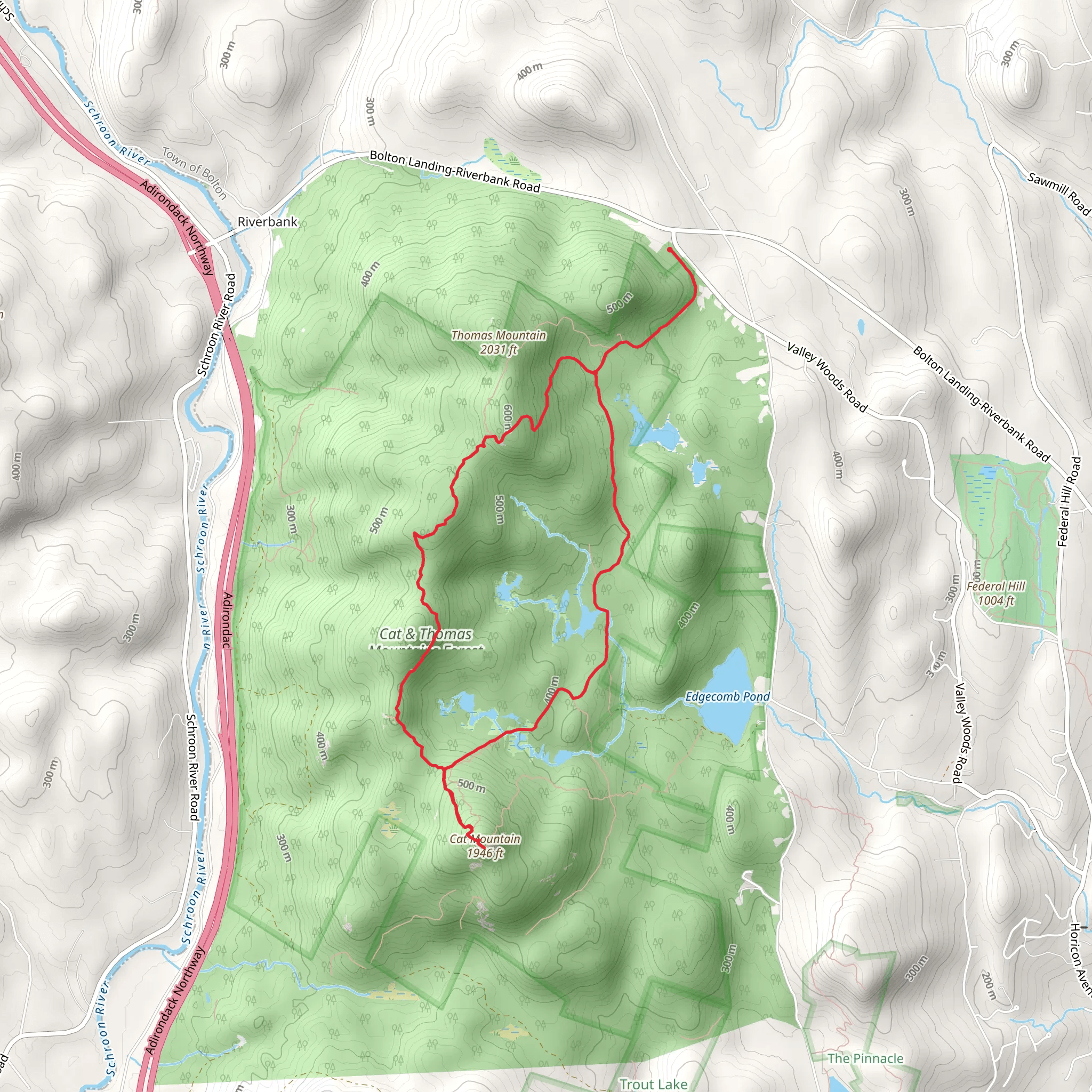 Cat Mountain and Thomas Mountain Loop Trail mobile static map