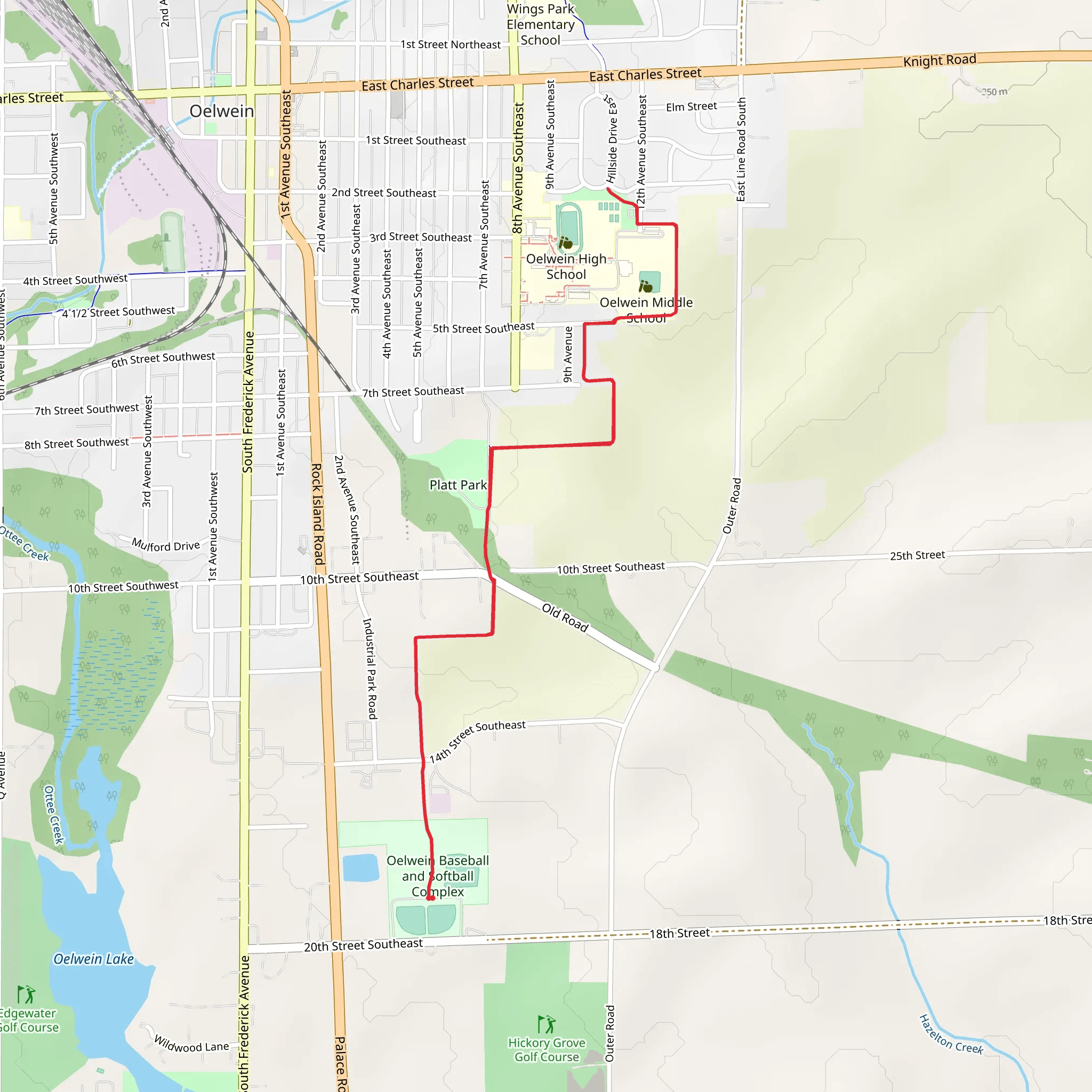 Platt Park and Reedy Park Walk mobile static map