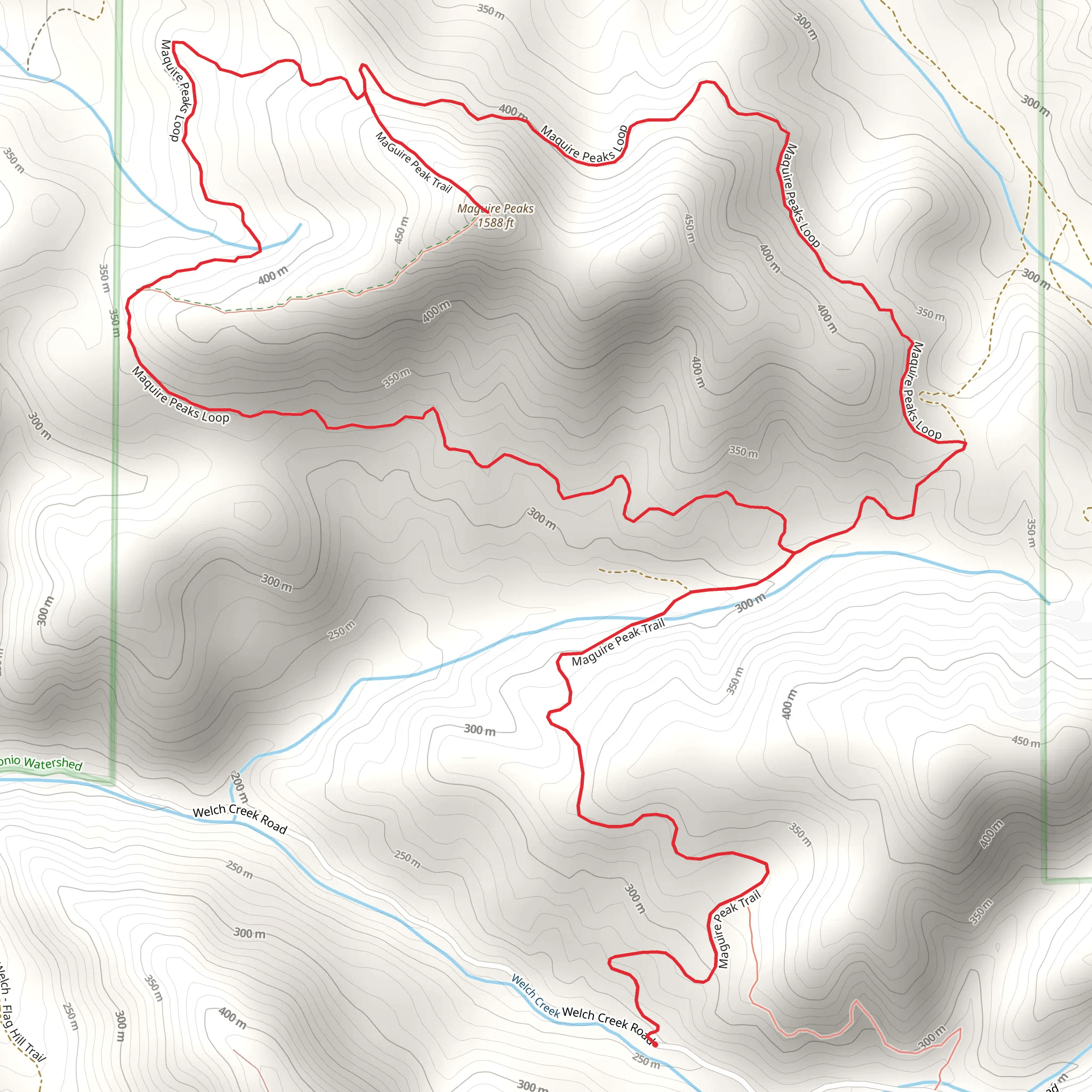 Maguire Peaks Loop mobile static map