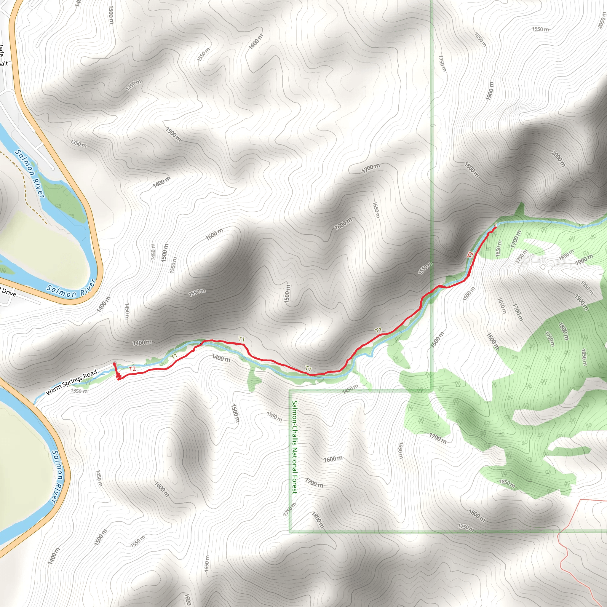 Goldbug Hot Springs Trail mobile static map