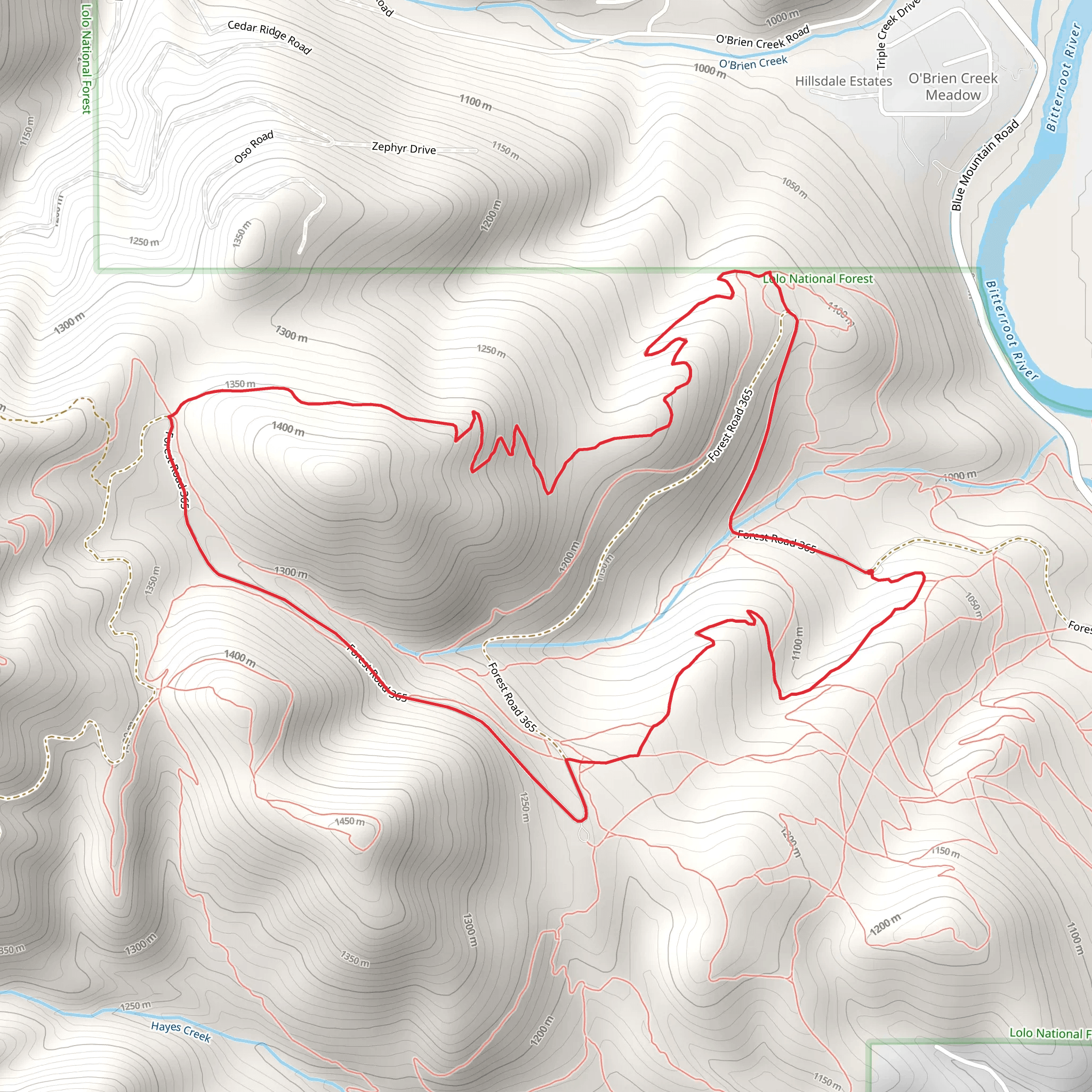 Blue Mountain Hiking Loop Trail mobile static map
