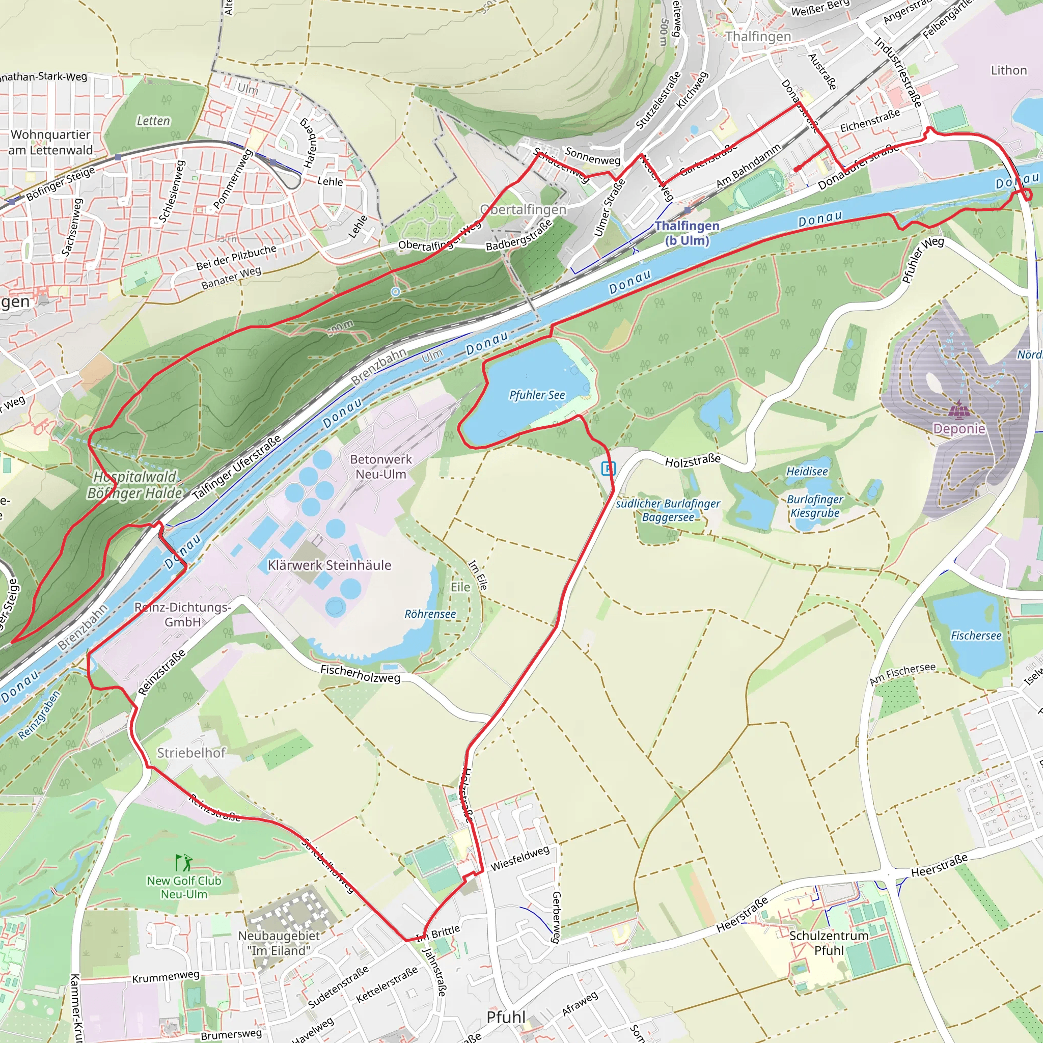 Donau and Pfuhler See Loop mobile static map