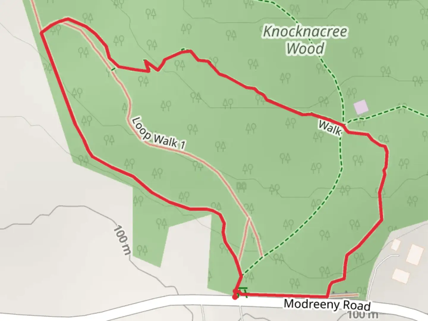 An image depicting the trail Knockanacree - Oak Walk and its surrounding area.