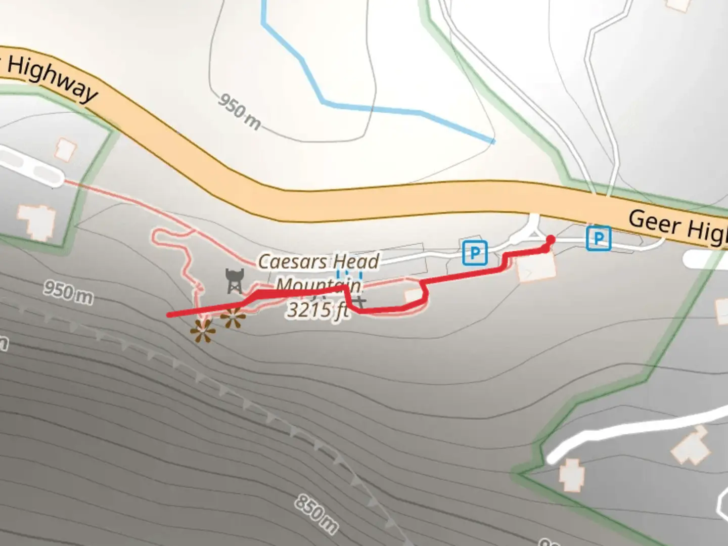 An image depicting the trail Caesars Head Mountain and its surrounding area.
