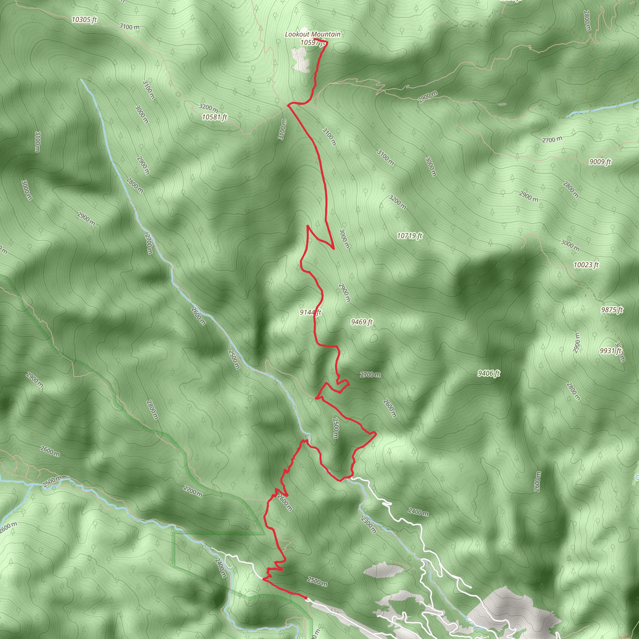 Lookout Mountain and Donner Pass Trail mobile static map