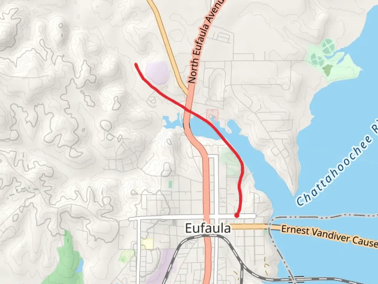 An image depicting the trail Yoholo Micco - the Creek Indian Trail and its surrounding area.