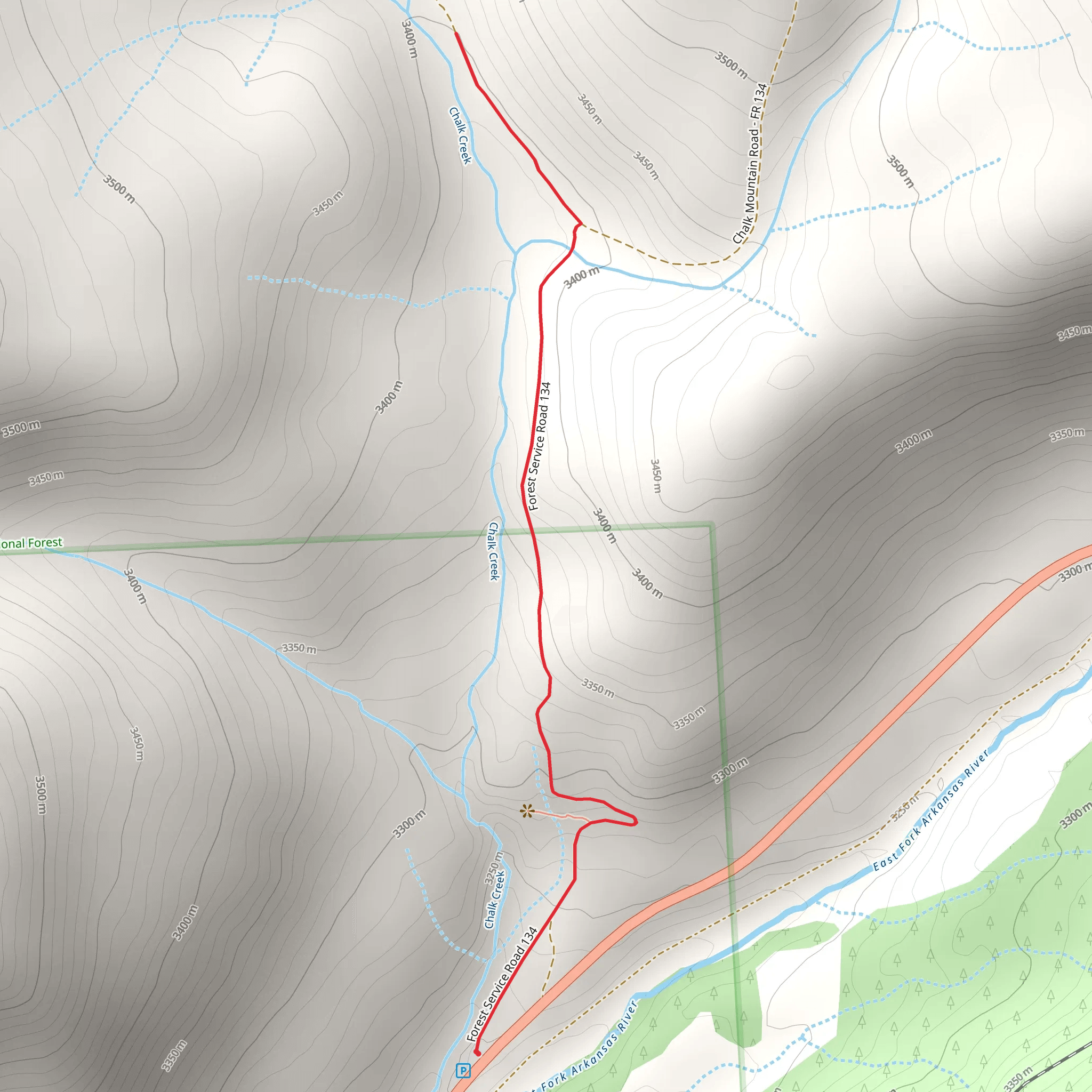 Chalk Creek - Forest Service Road 134 mobile static map