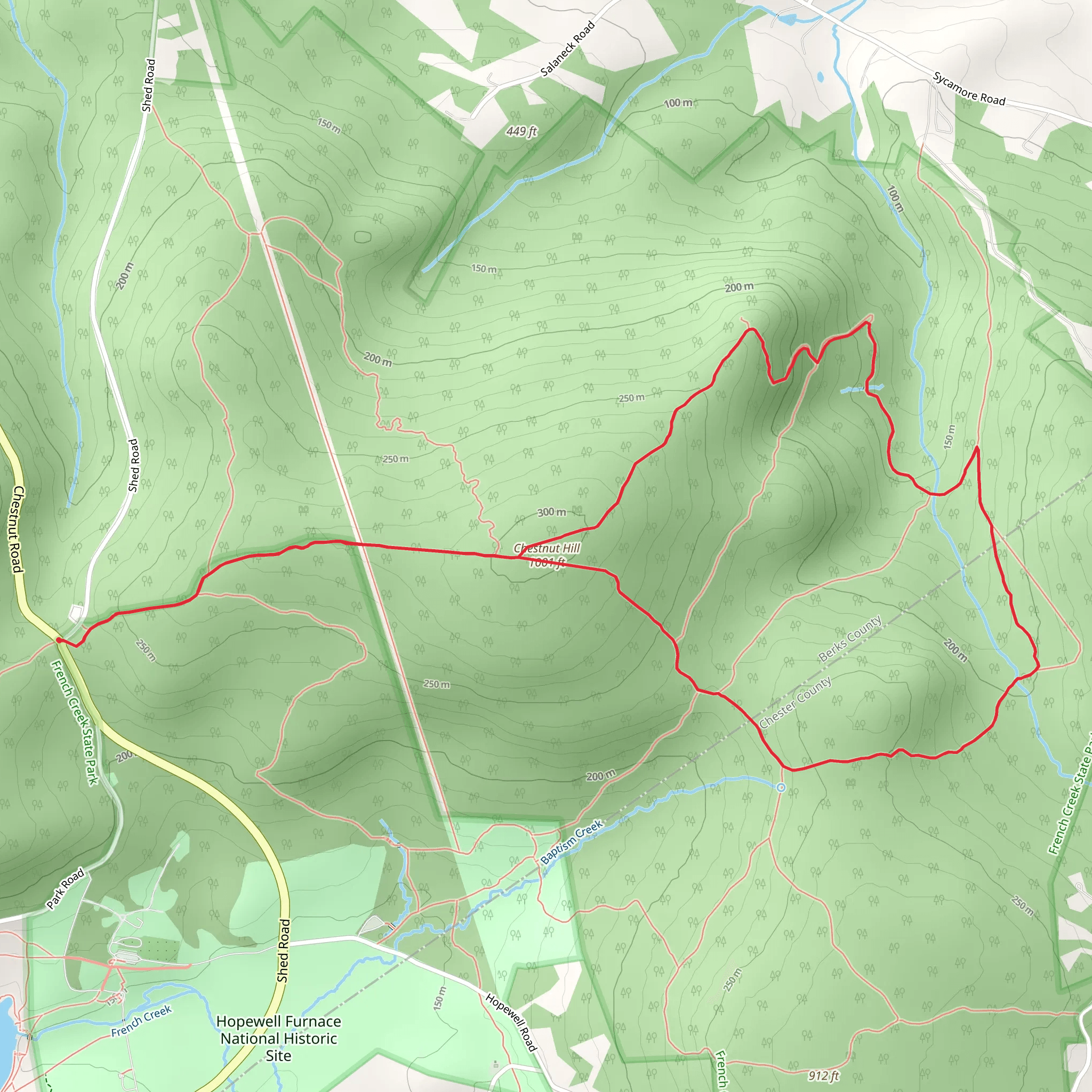 Chestnut Hill and Millers Point Loop mobile static map