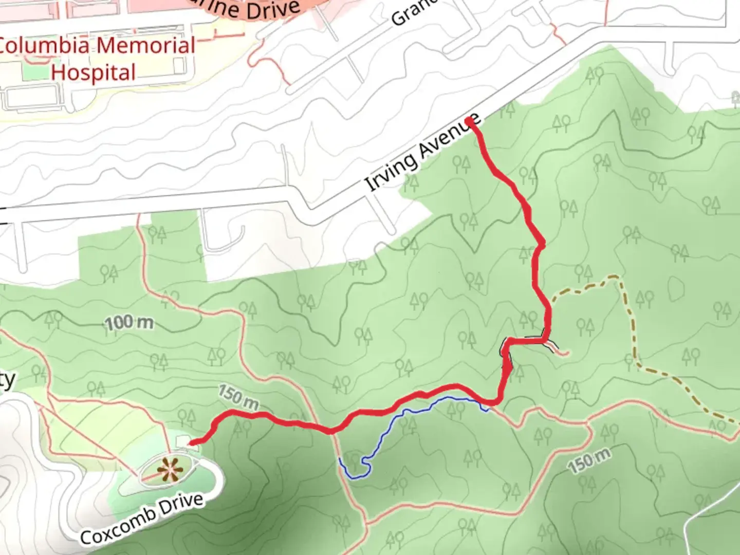 An image depicting the trail Cathedral Tree Trail and its surrounding area.