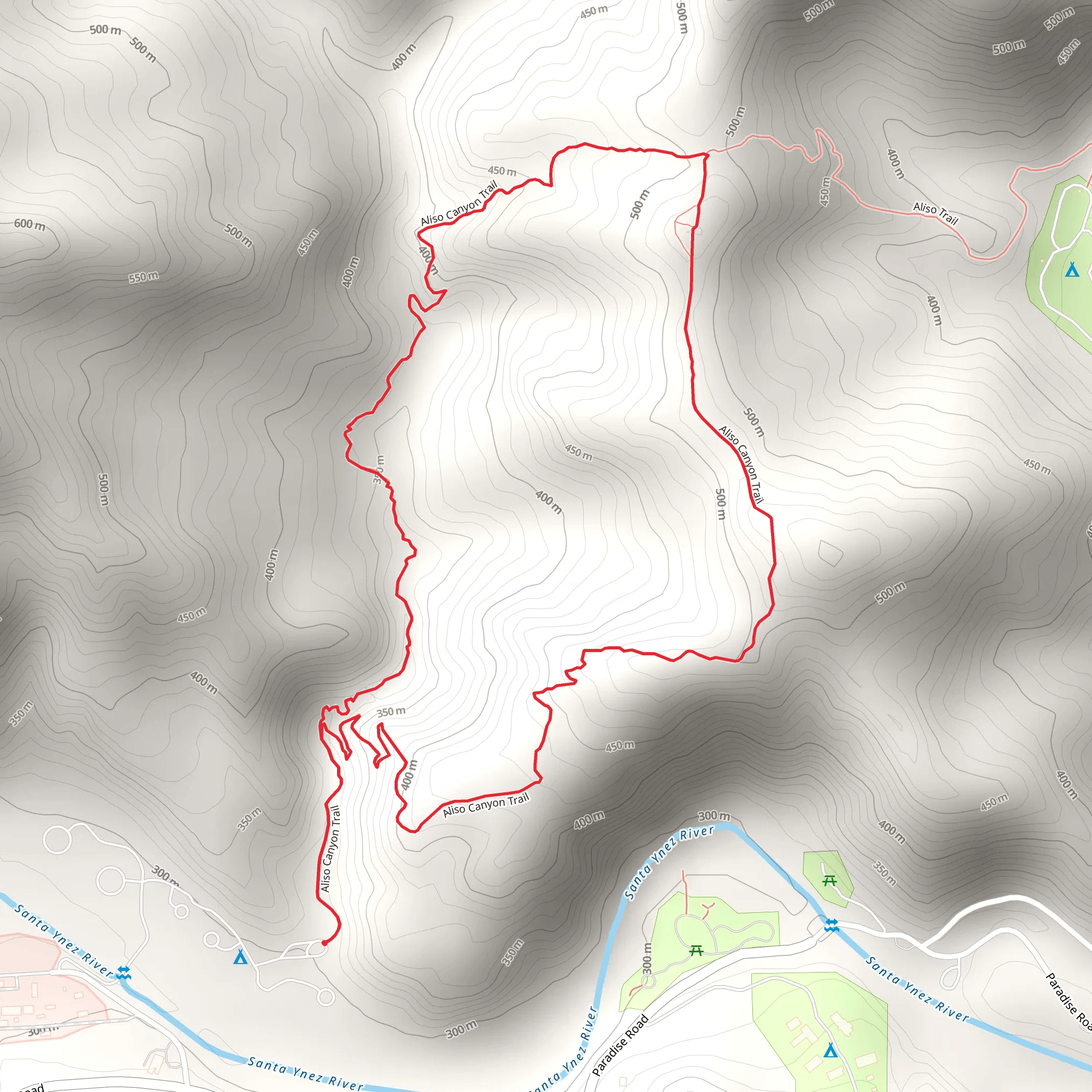 Aliso Canyon Loop Trail mobile static map