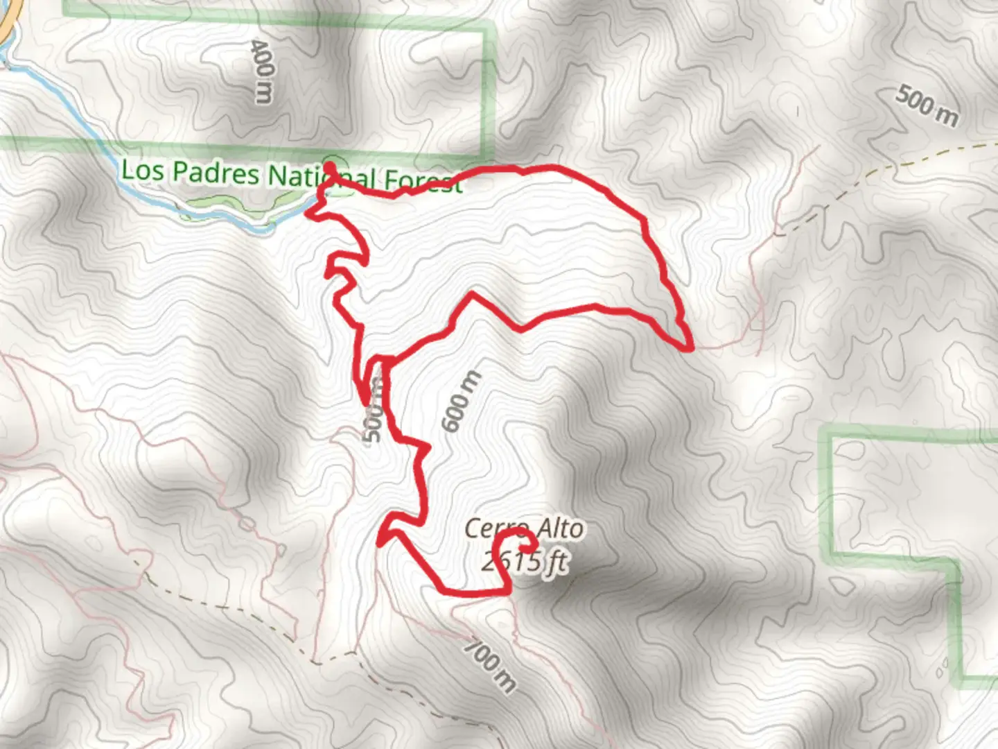 An image depicting the trail Cerro Alto and Bridge Trail Loop and its surrounding area.