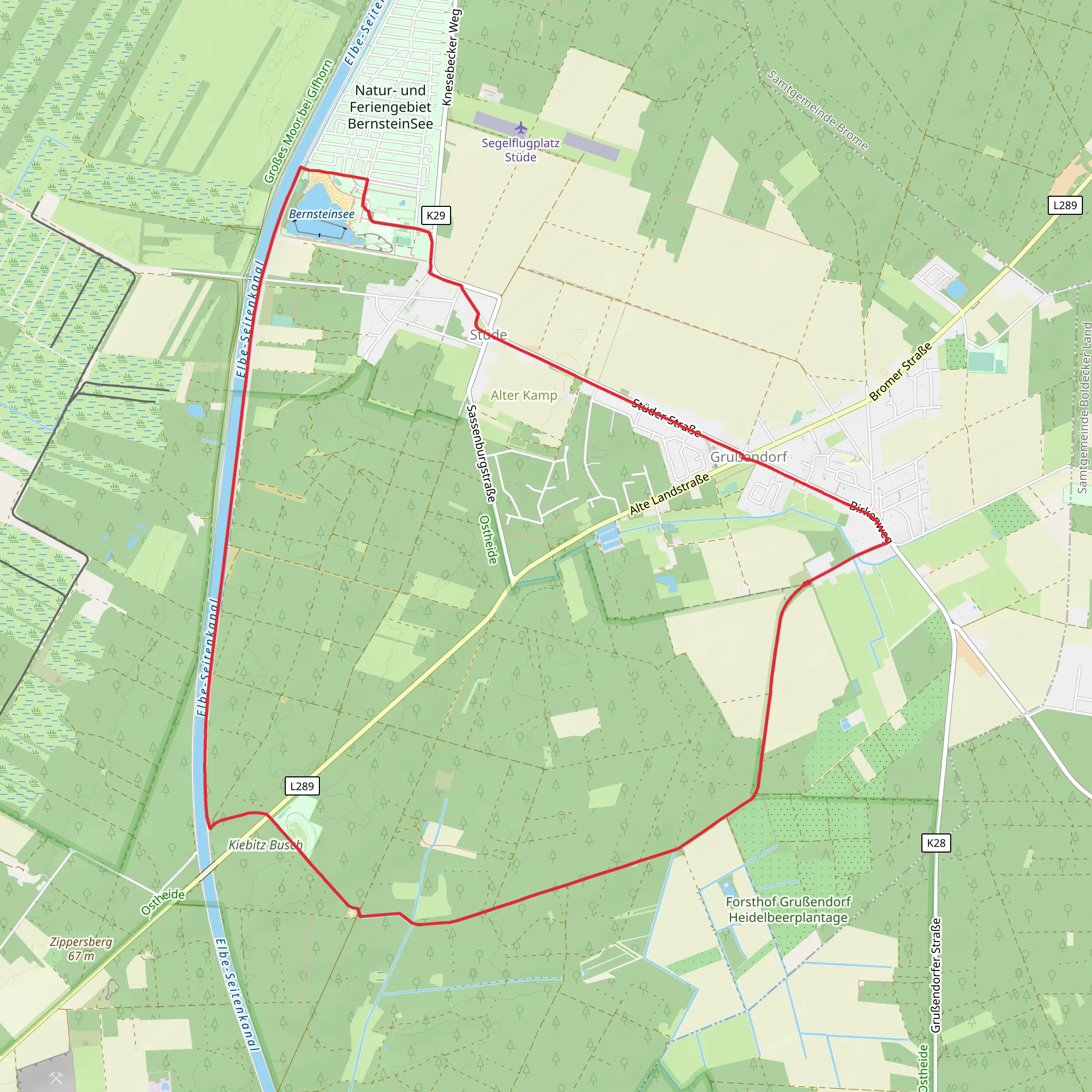 Muhlenfuhren Loop via Elbe Seitenkanal mobile static map