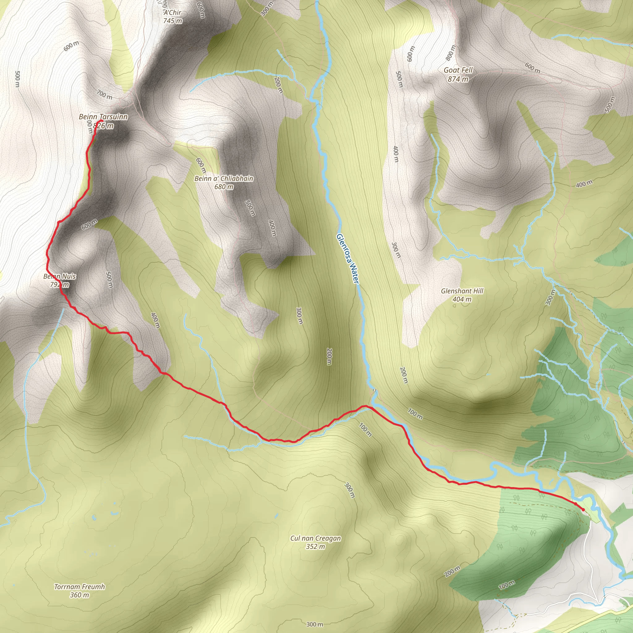 Beinn Tarsuinn via Benn Nuis mobile static map