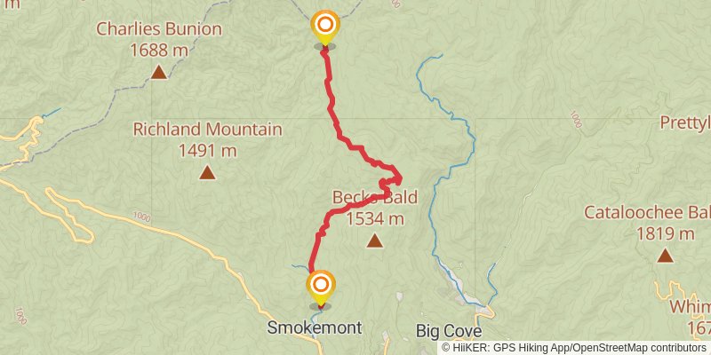 Hughes Ridge via Benton Mackaye Trail stage 2 Map