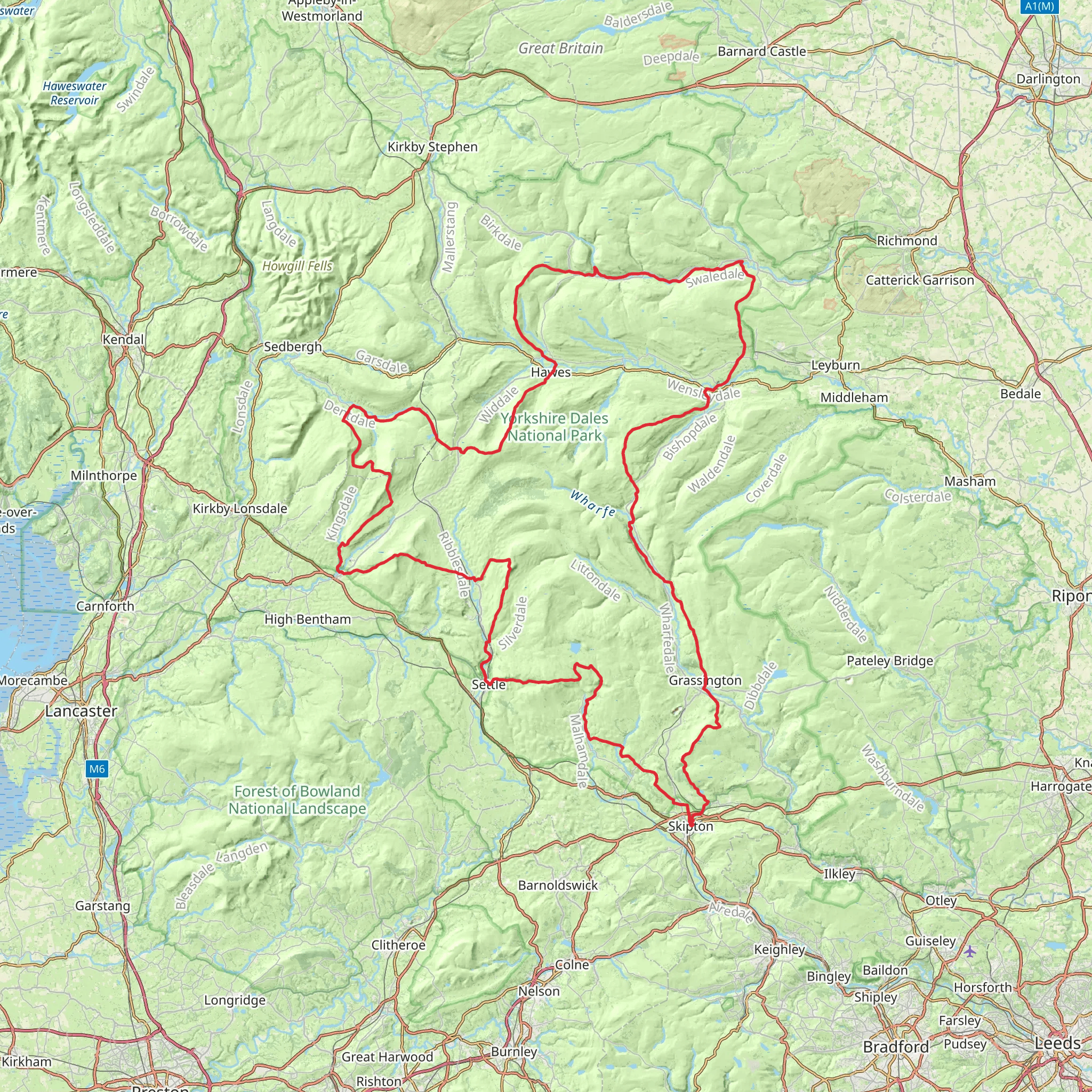 Skipton Loop via Pennine Way mobile static map