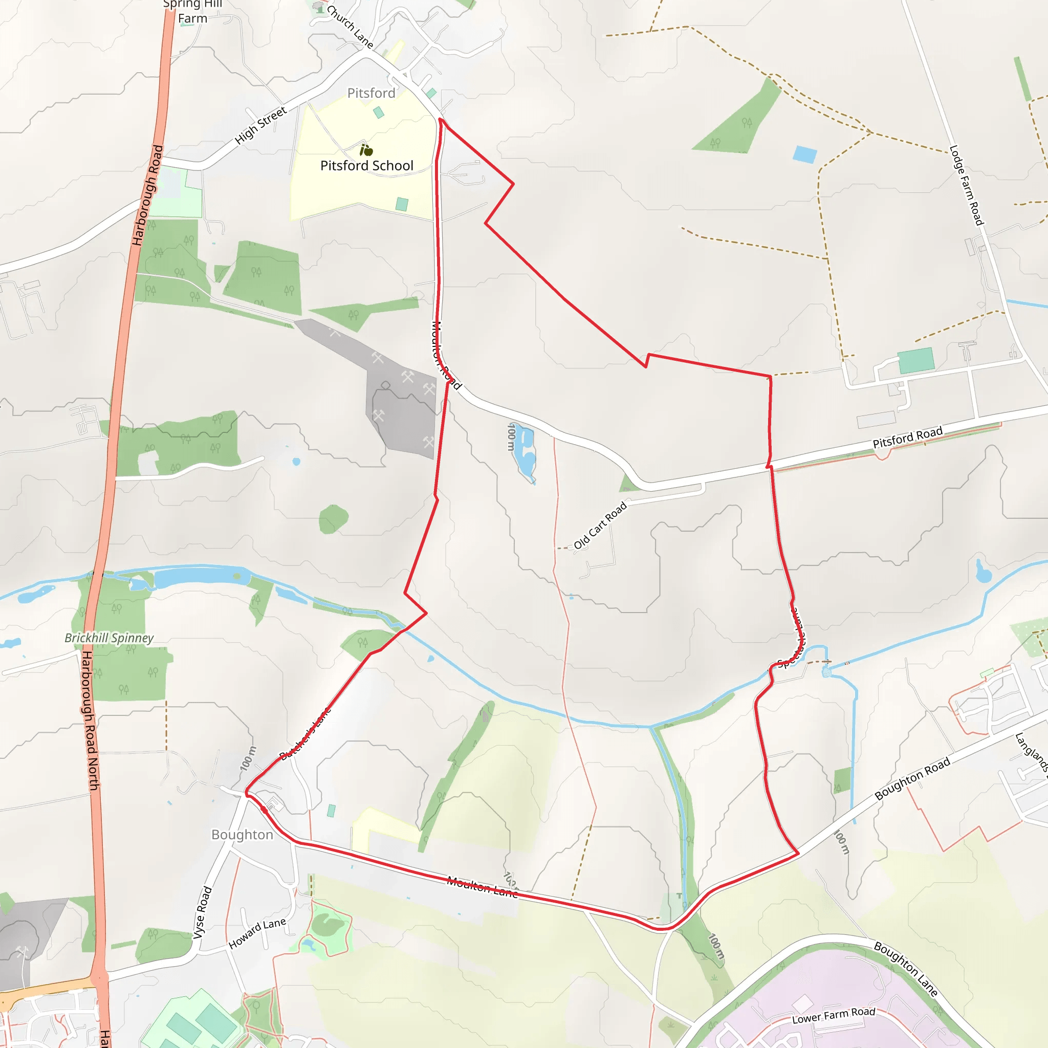 Boughton Circular Walk mobile static map