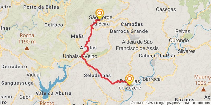 GR 22 - Historical Villages Of Portugal stage 22 Map