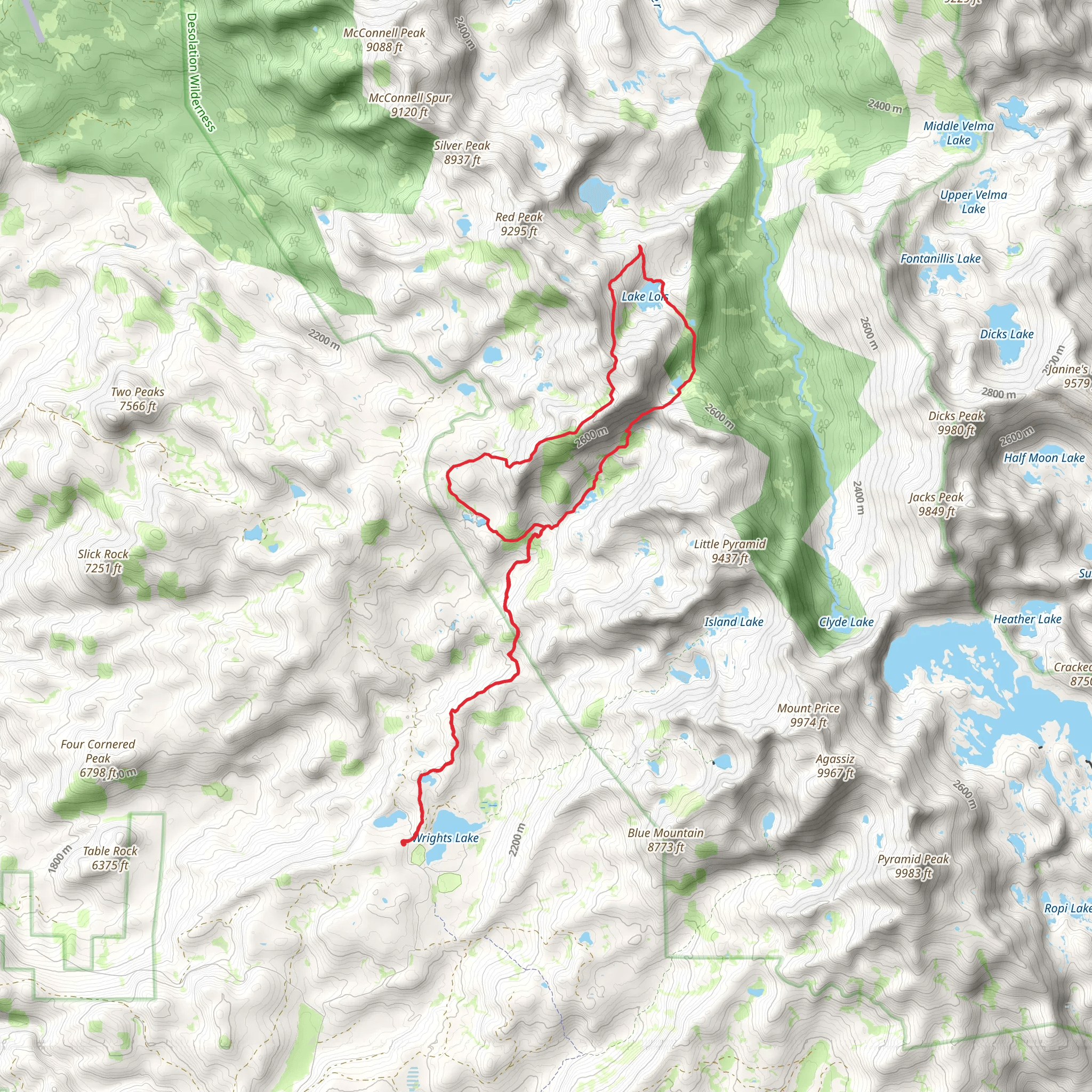 Rockbound, Red Peak Stock, Lake Lois and Maud Lake Loop Trail mobile static map