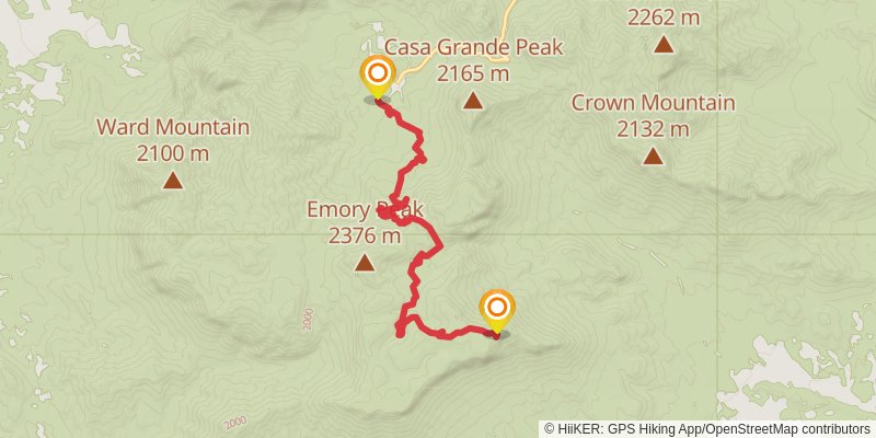 Northeast Rim Trail via Pinnacles Trail stage 2 Map
