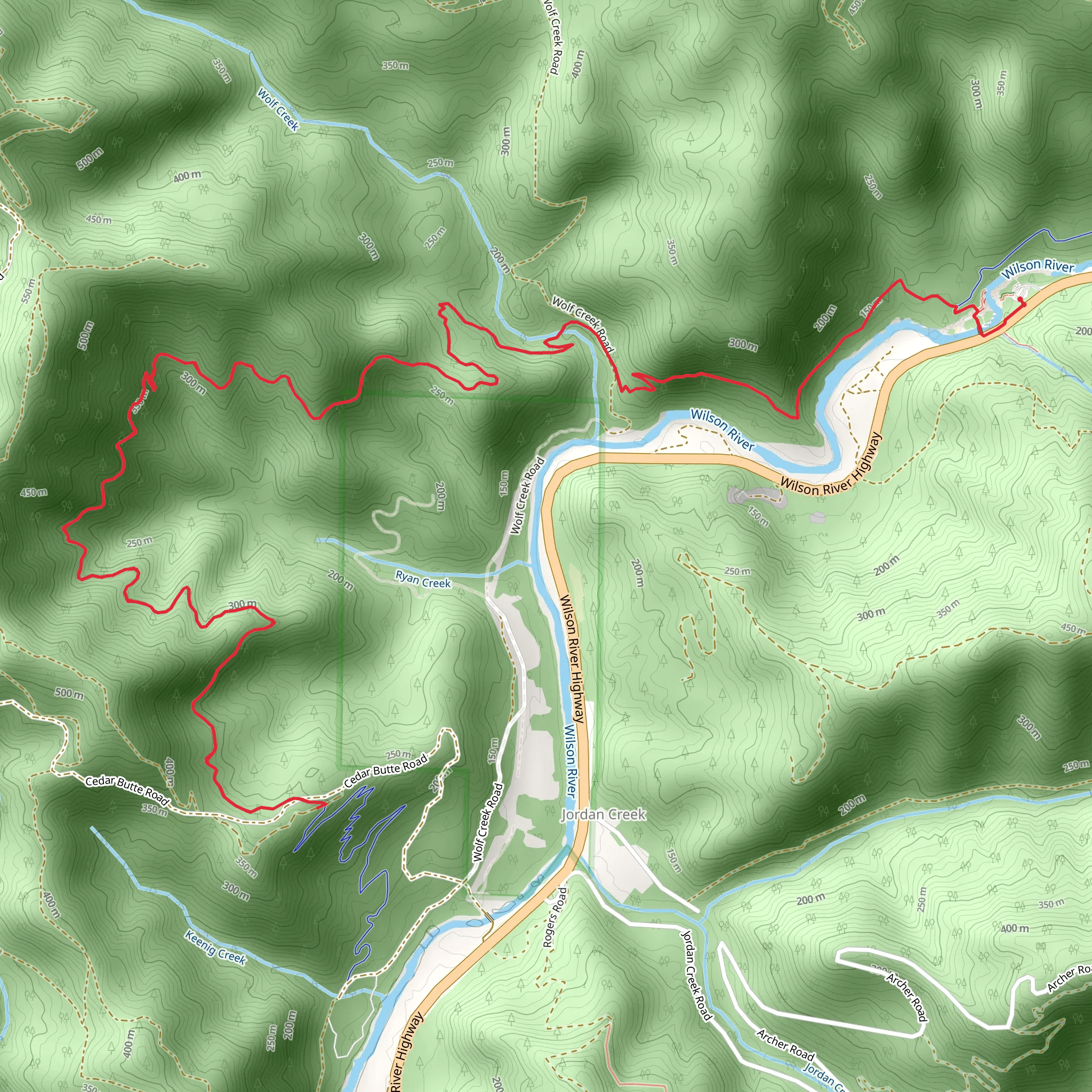 Wilson River Trail Out and Back mobile static map