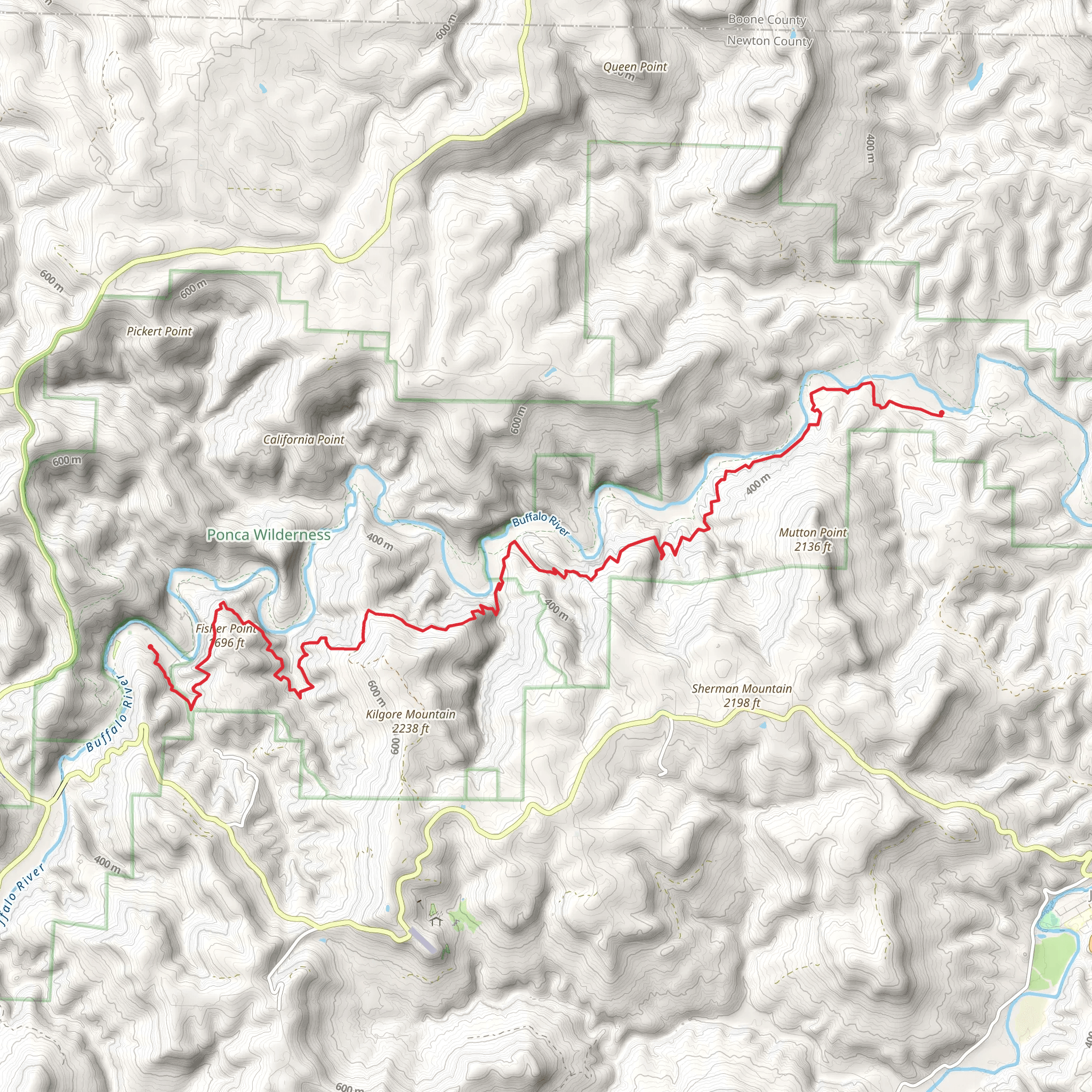 Buffalo River Trail Short mobile static map