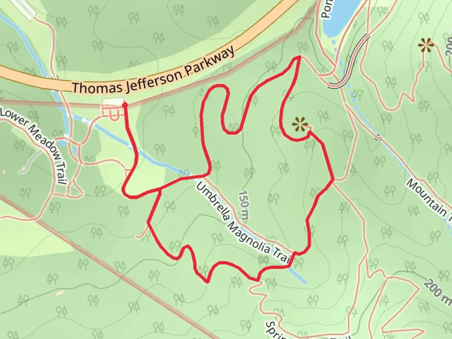 An image depicting the trail Saunders-Monticello Loop Trail and its surrounding area.