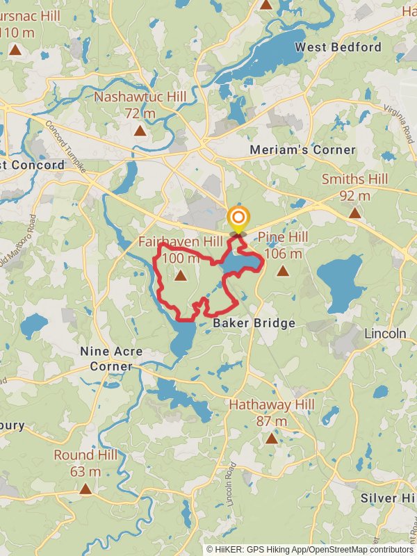 Fairhaven Hill, Walden Pond and Andromeda Pond Loop Trail