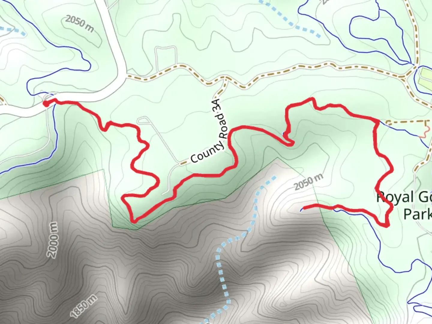 An image depicting the trail Carrier Rim Trail and Far Out in Royal Gorge Park and its surrounding area.