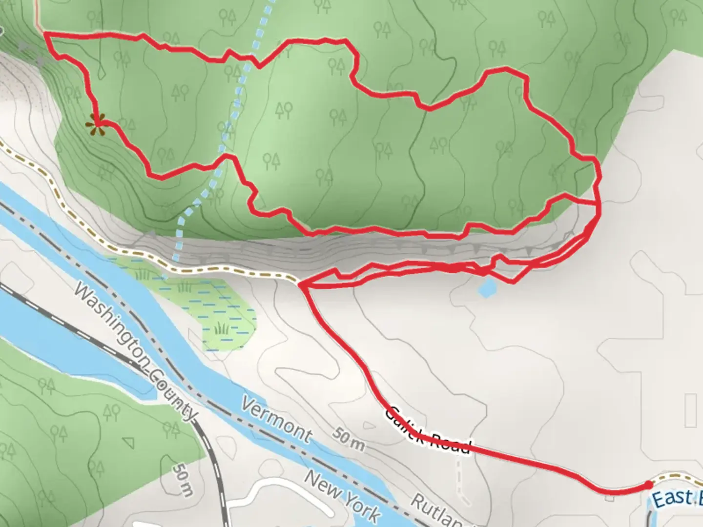 An image depicting the trail Tim's Loop Trail and its surrounding area.