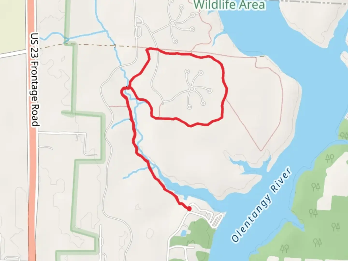 An image depicting the trail Mink Run Trail and Briar Patch Trail Loop and its surrounding area.