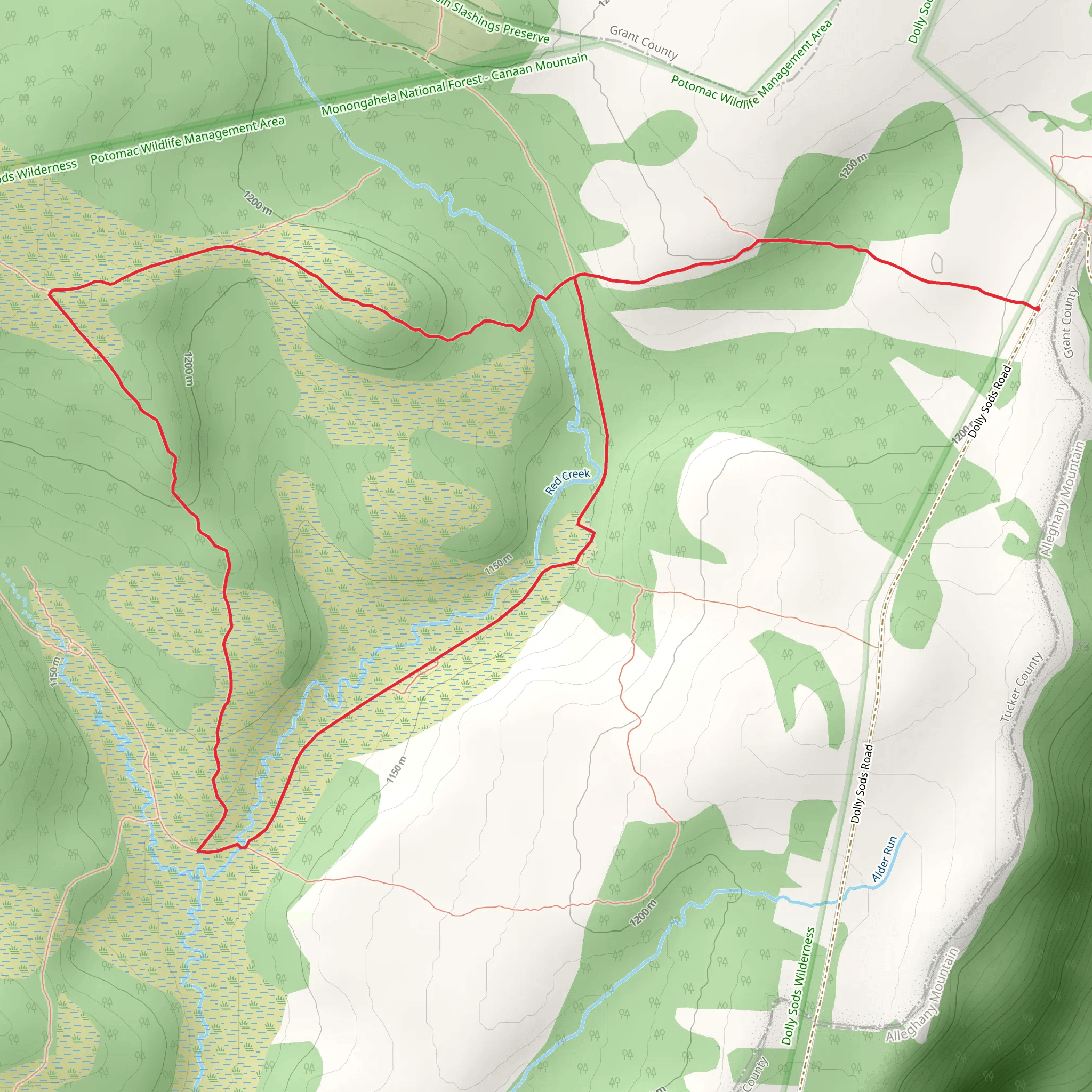 Bear Rocks Trail, Raven Ridge and Trail Dobbin Grade Loop Trail mobile static map