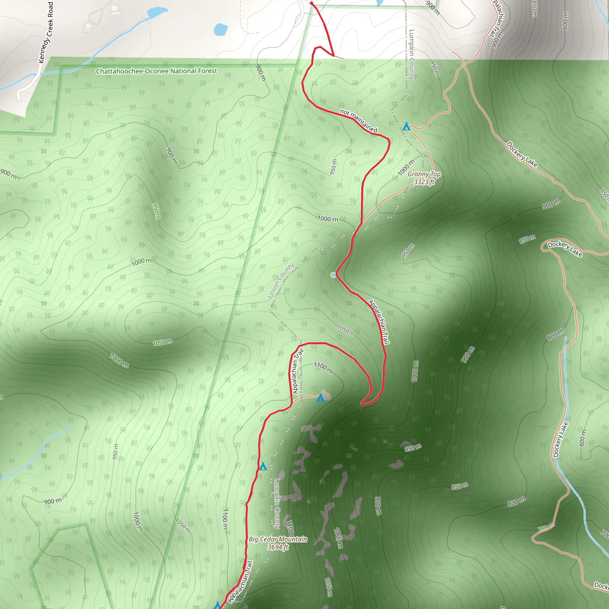 Big Cedar Mountain via Appalachian Trail mobile static map