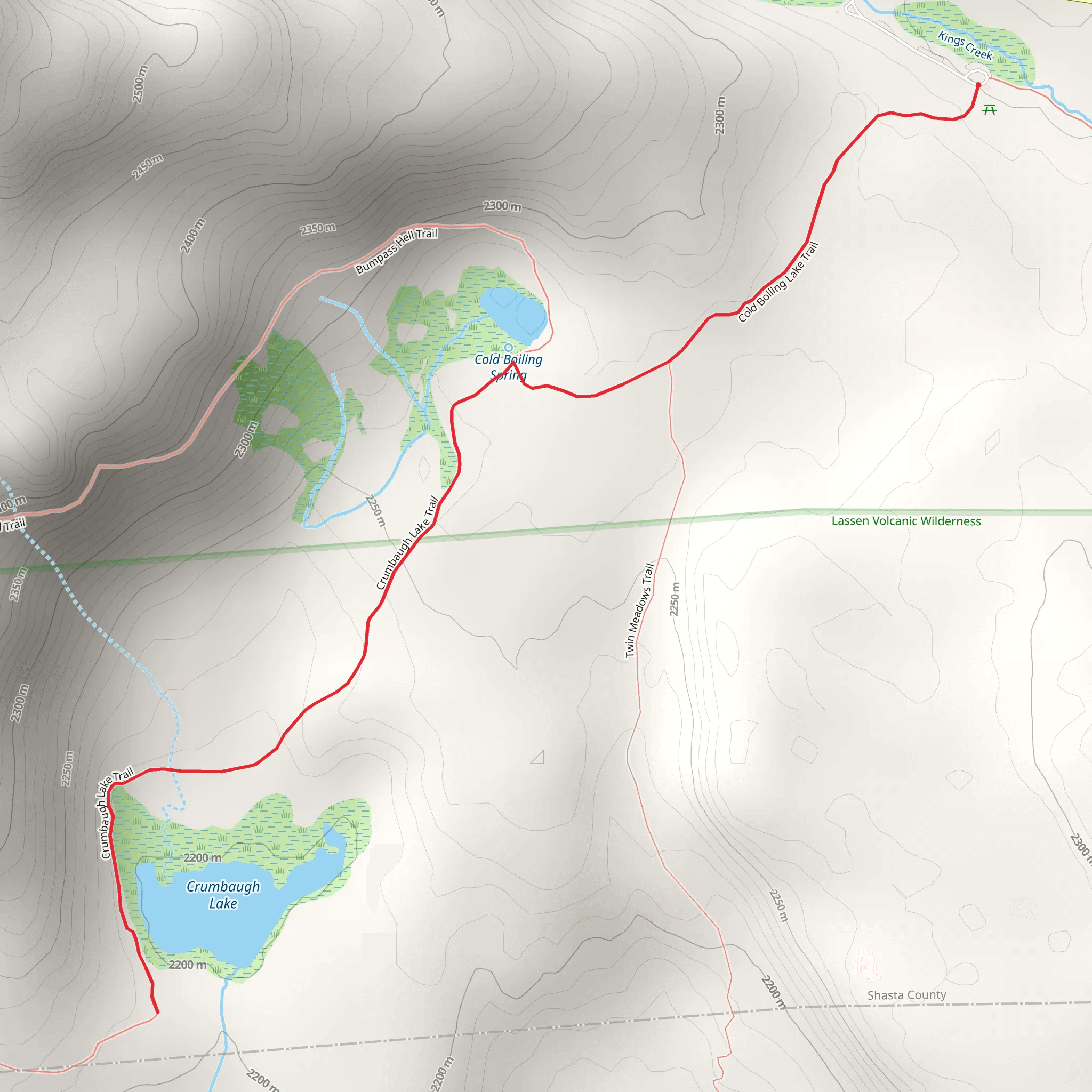 Cold Boiling and Crumbaugh Lakes Trail mobile static map