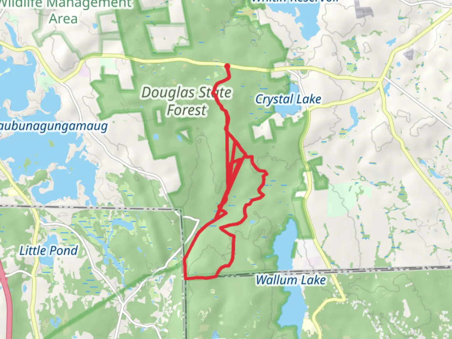 An image depicting the trail Rocky Brook and Midstate Loop Trail and its surrounding area.