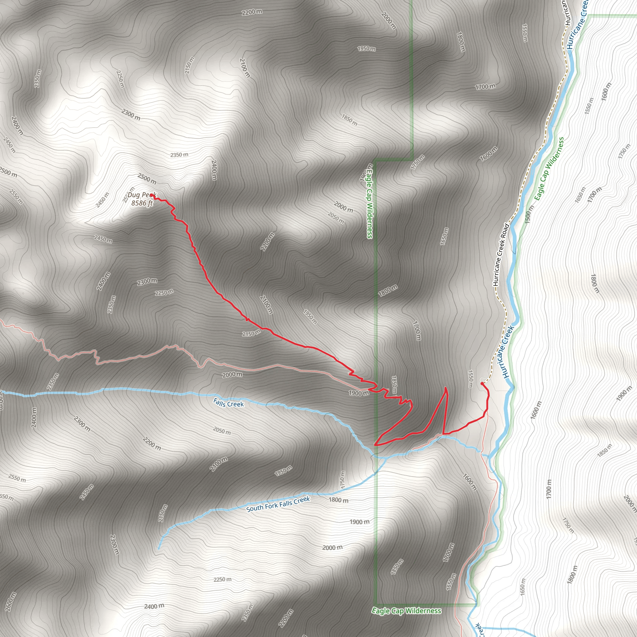 Dug Peak via Falls Creek Trail mobile static map