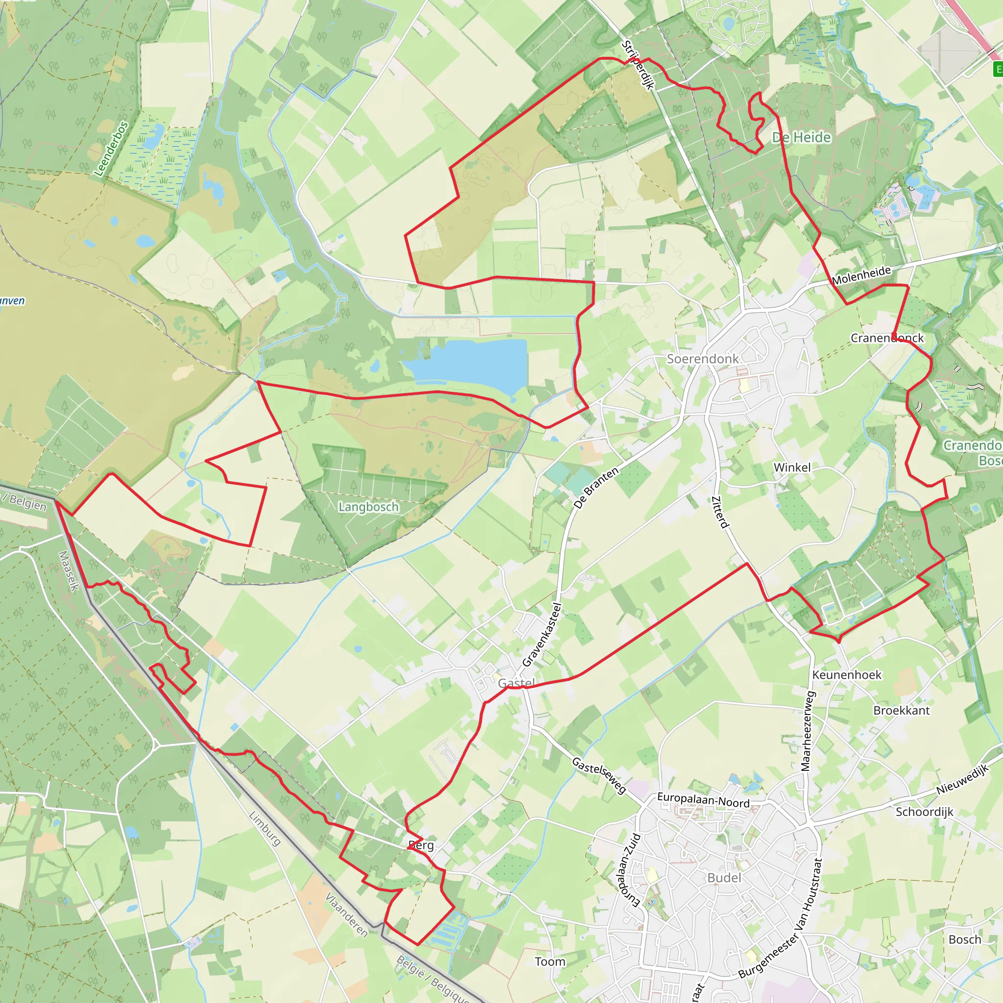 De Heide, Soerendonkse Goor, Buulderbergsche and Buulderbroek Loop mobile static map